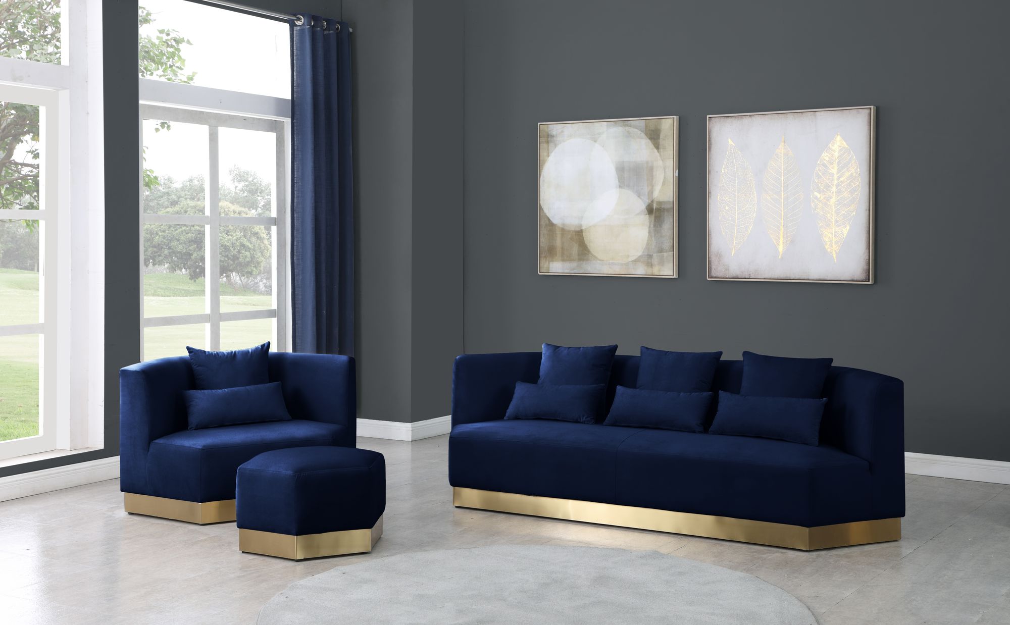 Marquis Velvet Ottoman