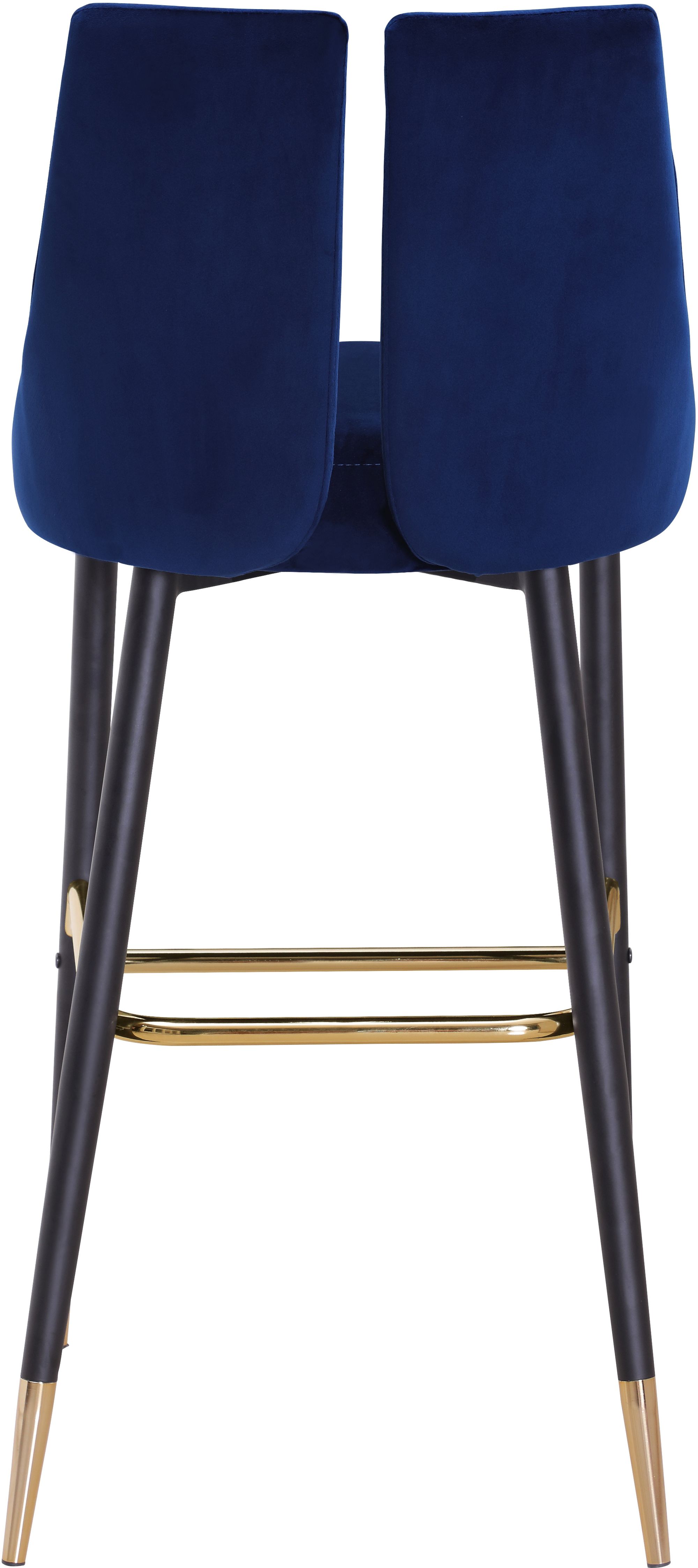 Sleek Velvet Bar Stool with Matte Black Metal Legs & Gold Tips