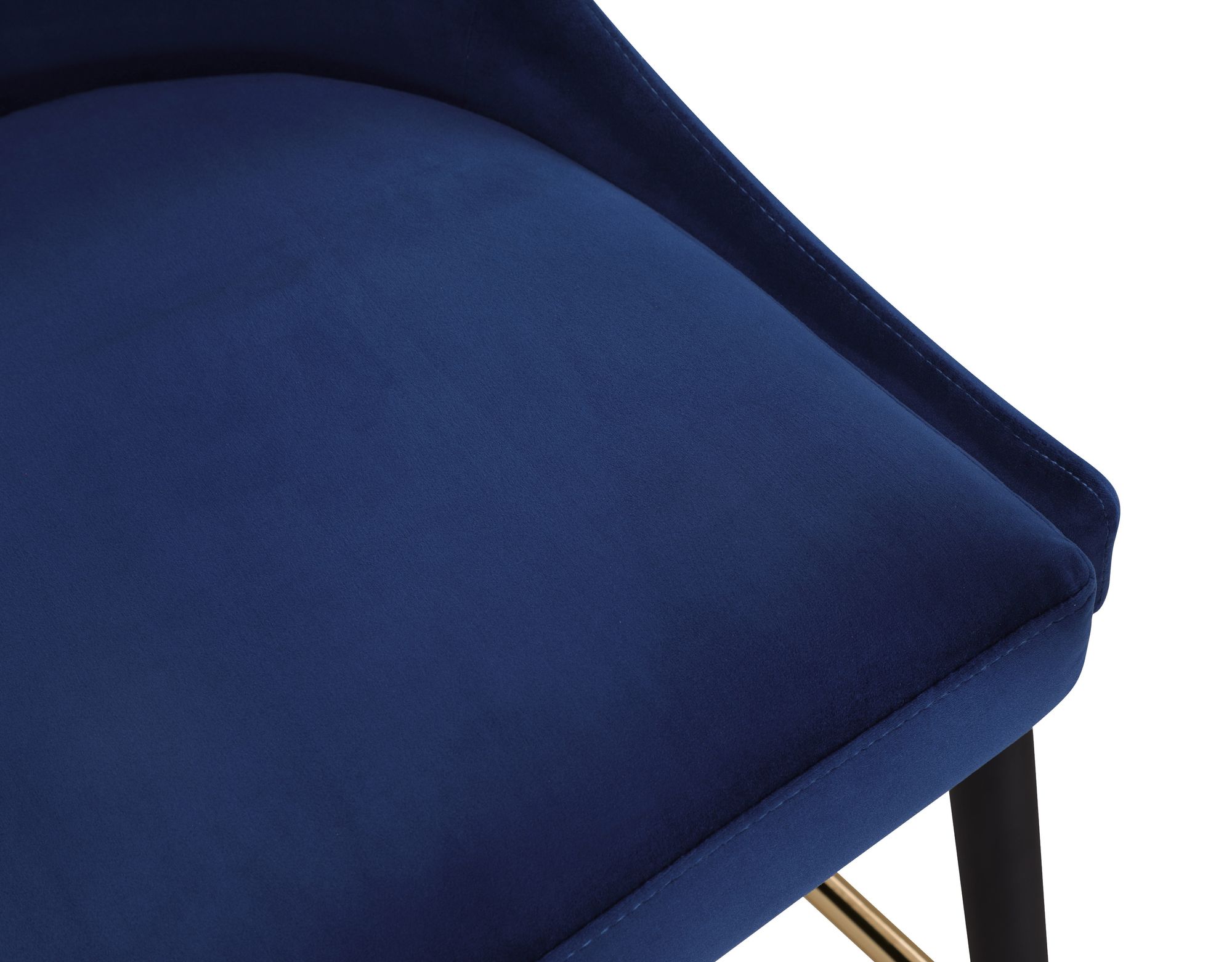 Sleek Velvet Bar Stool with Matte Black Metal Legs & Gold Tips