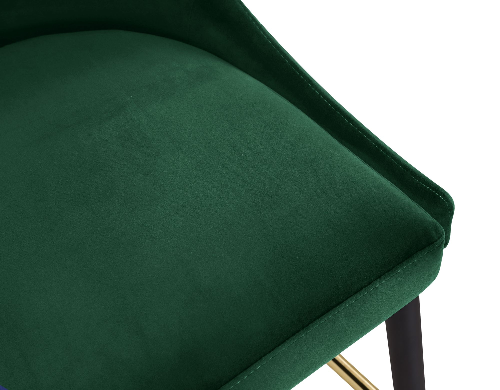 Sleek Velvet Bar Stool with Matte Black Metal Legs & Gold Tips