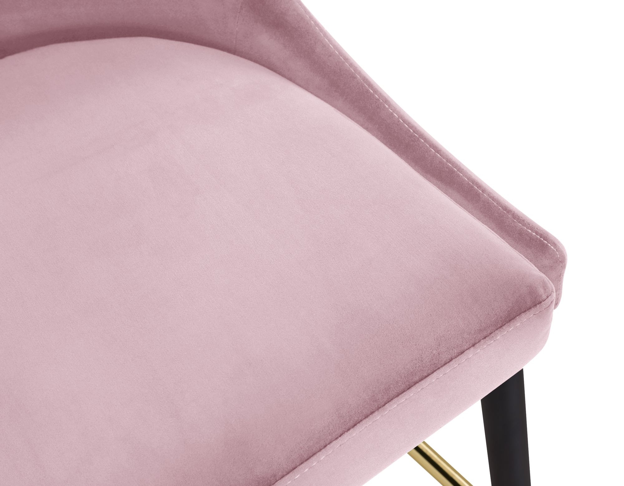 Sleek Velvet Bar Stool with Matte Black Metal Legs & Gold Tips