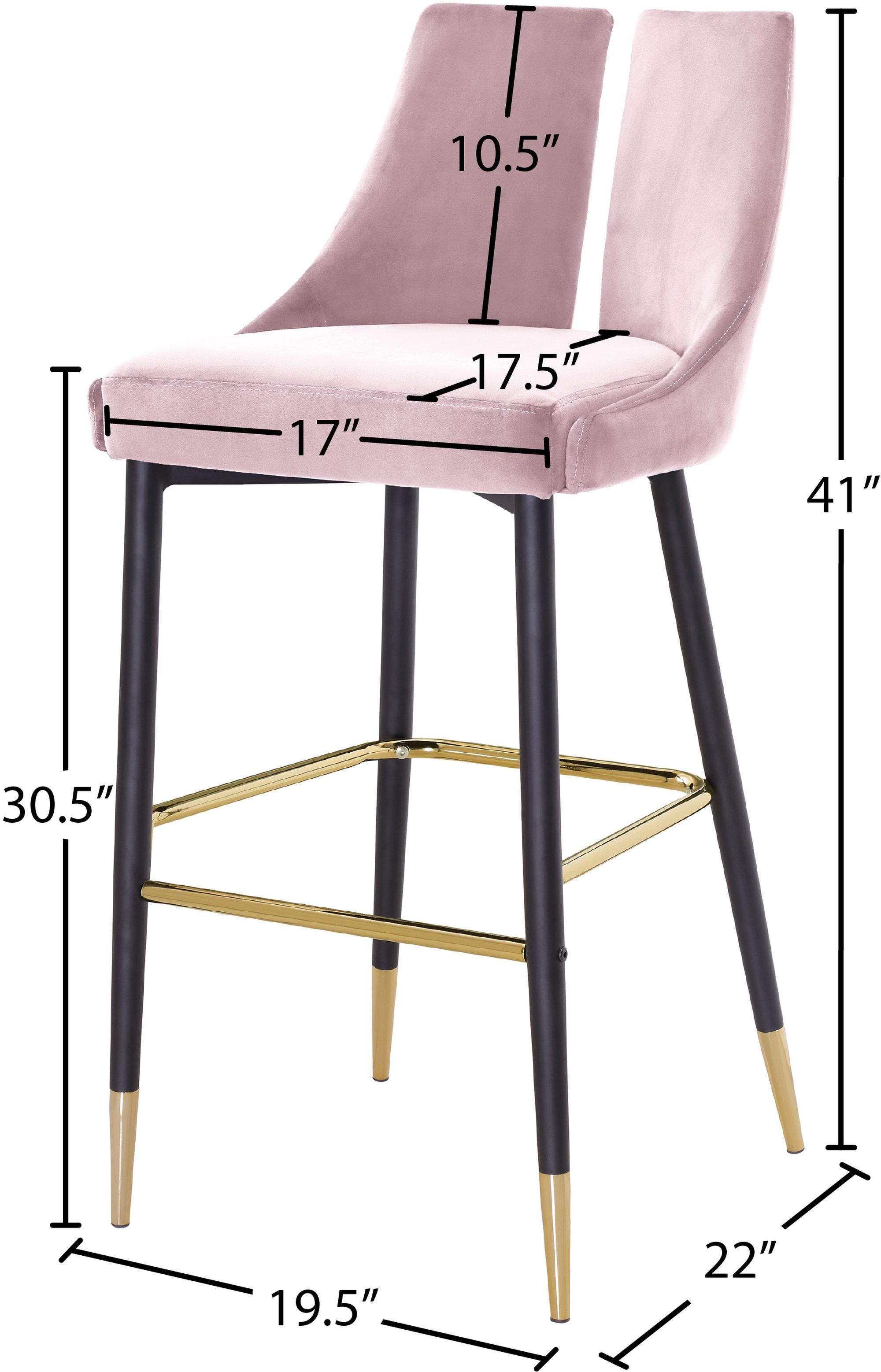 Sleek Velvet Bar Stool with Matte Black Metal Legs & Gold Tips