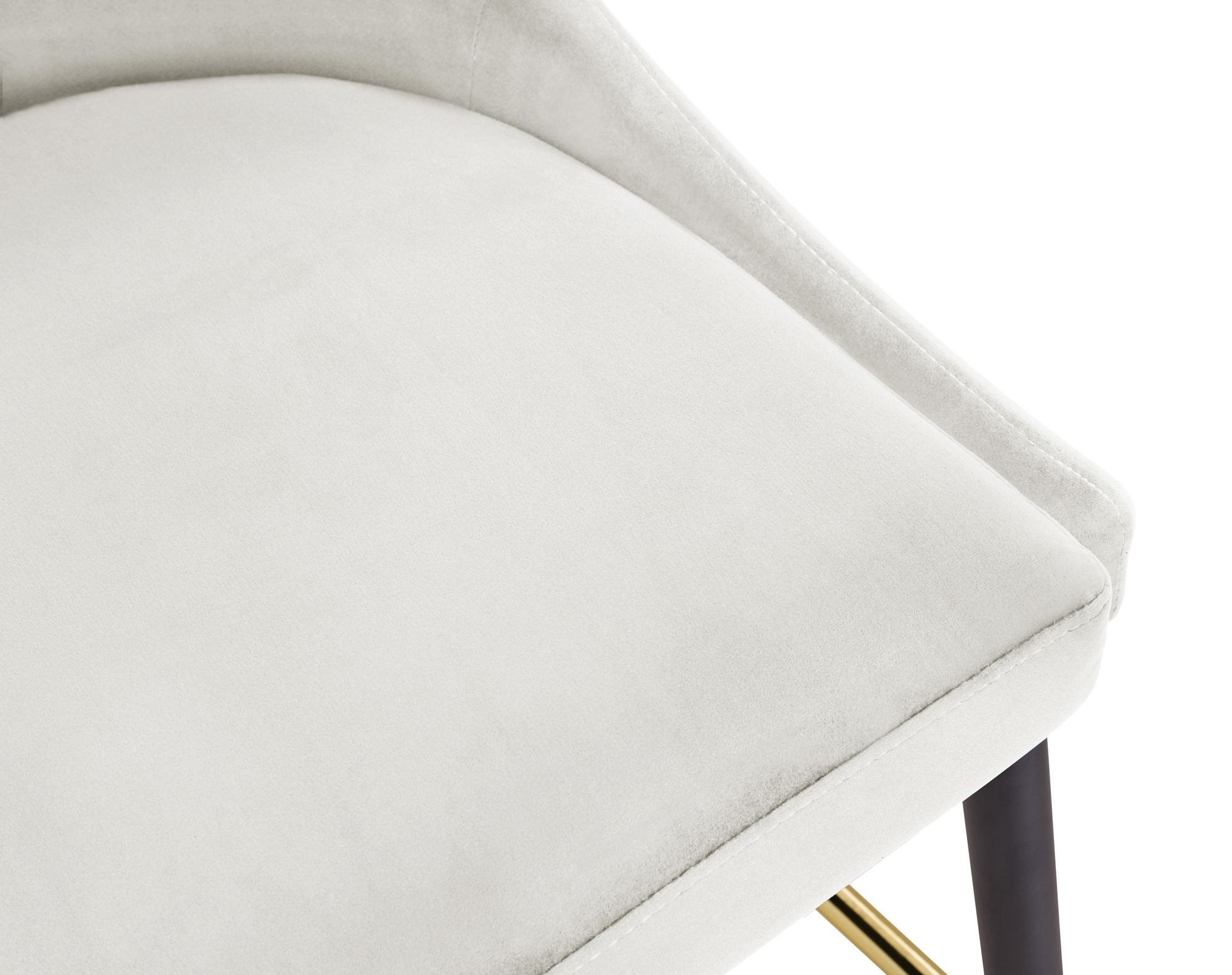 Sleek Velvet Bar Stool with Matte Black Metal Legs & Gold Tips