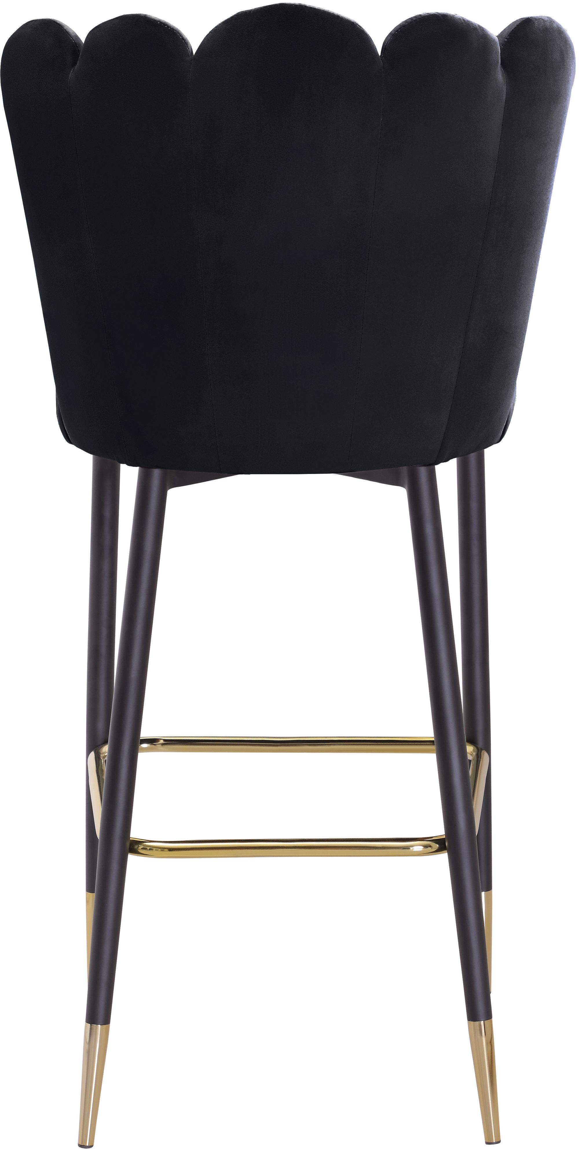 Lily Velvet Bar Stool with Matte Black Metal Legs with Gold Tips
