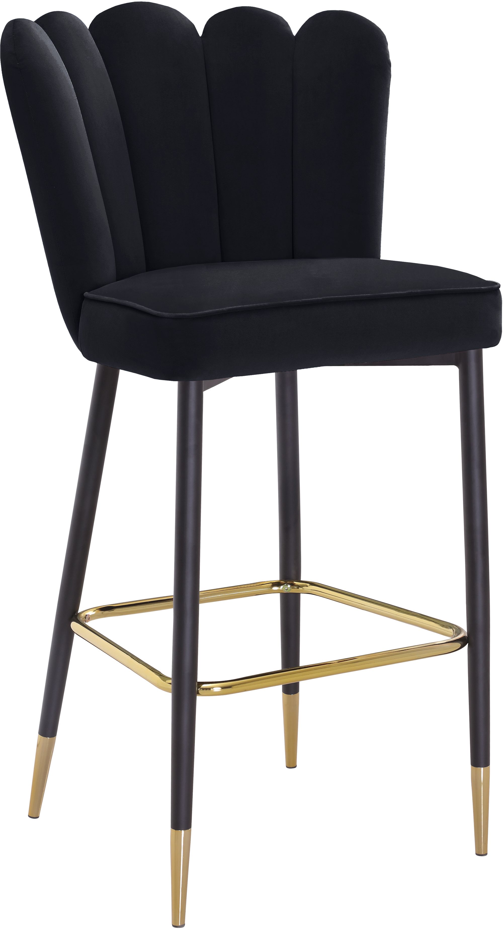 Lily Velvet Bar Stool with Matte Black Metal Legs with Gold Tips