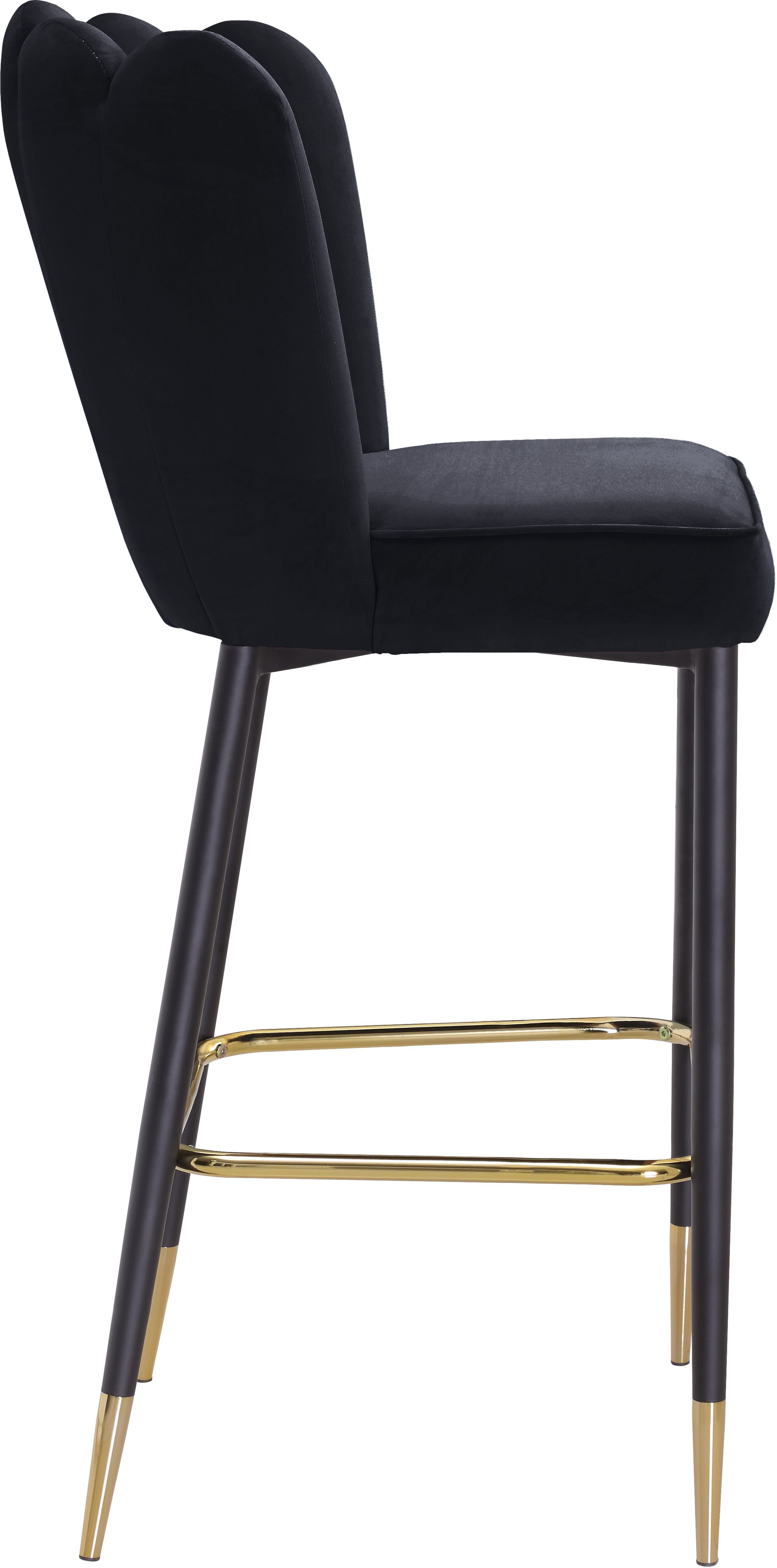 Lily Velvet Bar Stool with Matte Black Metal Legs with Gold Tips