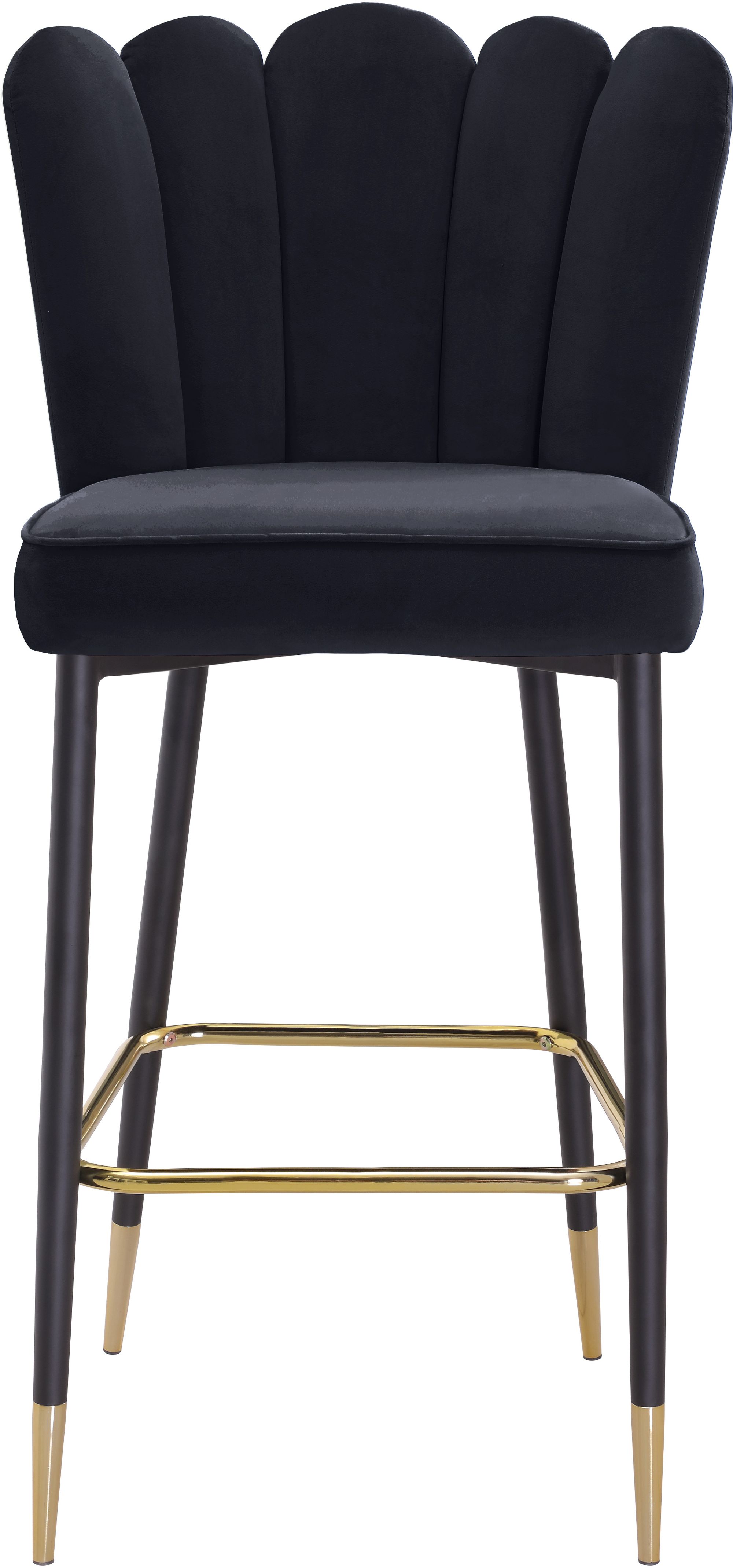 Lily Velvet Bar Stool with Matte Black Metal Legs with Gold Tips