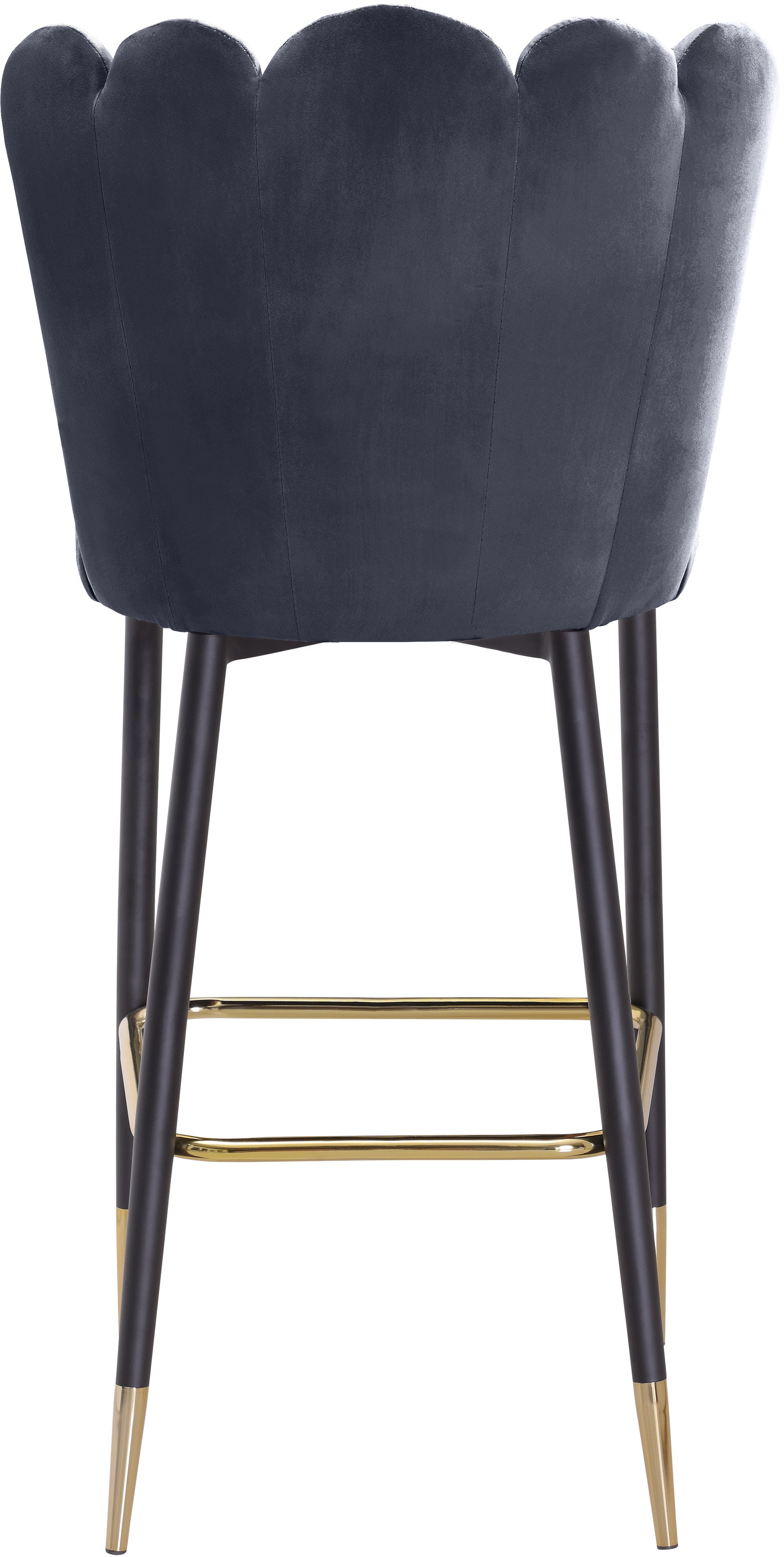 Lily Velvet Bar Stool with Matte Black Metal Legs with Gold Tips