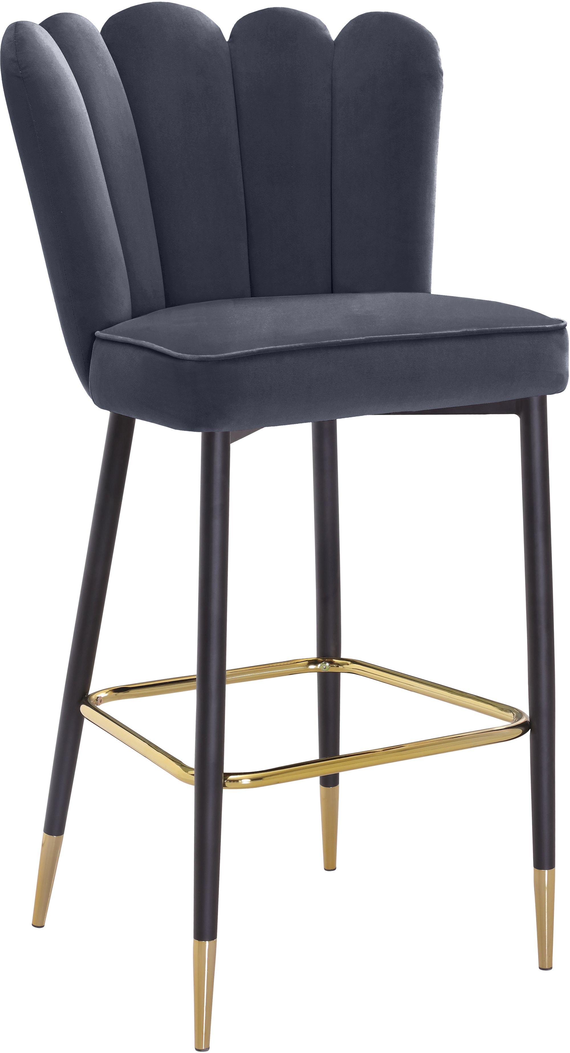 Lily Velvet Bar Stool with Matte Black Metal Legs with Gold Tips