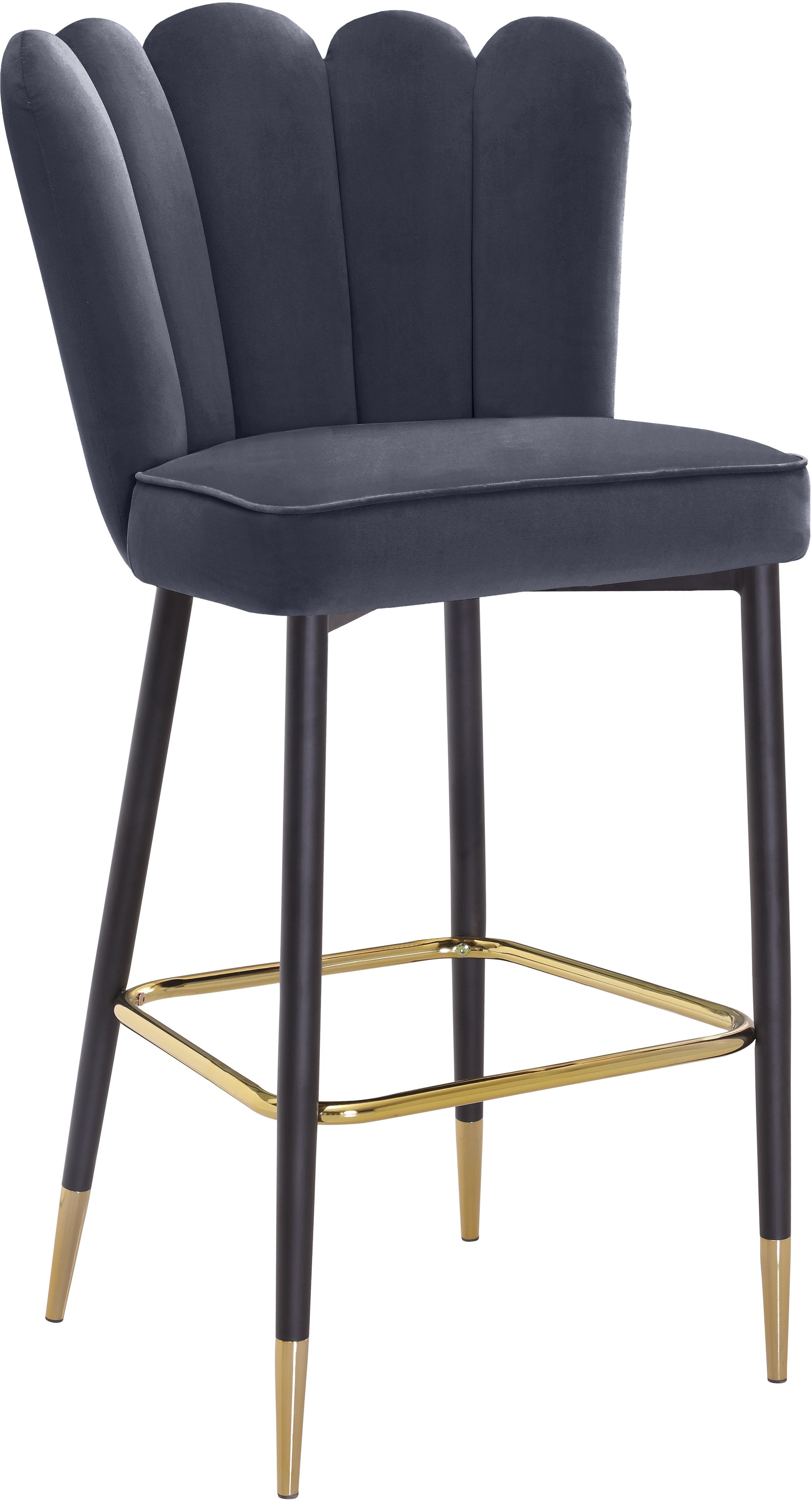Lily Velvet Bar Stool with Matte Black Metal Legs with Gold Tips