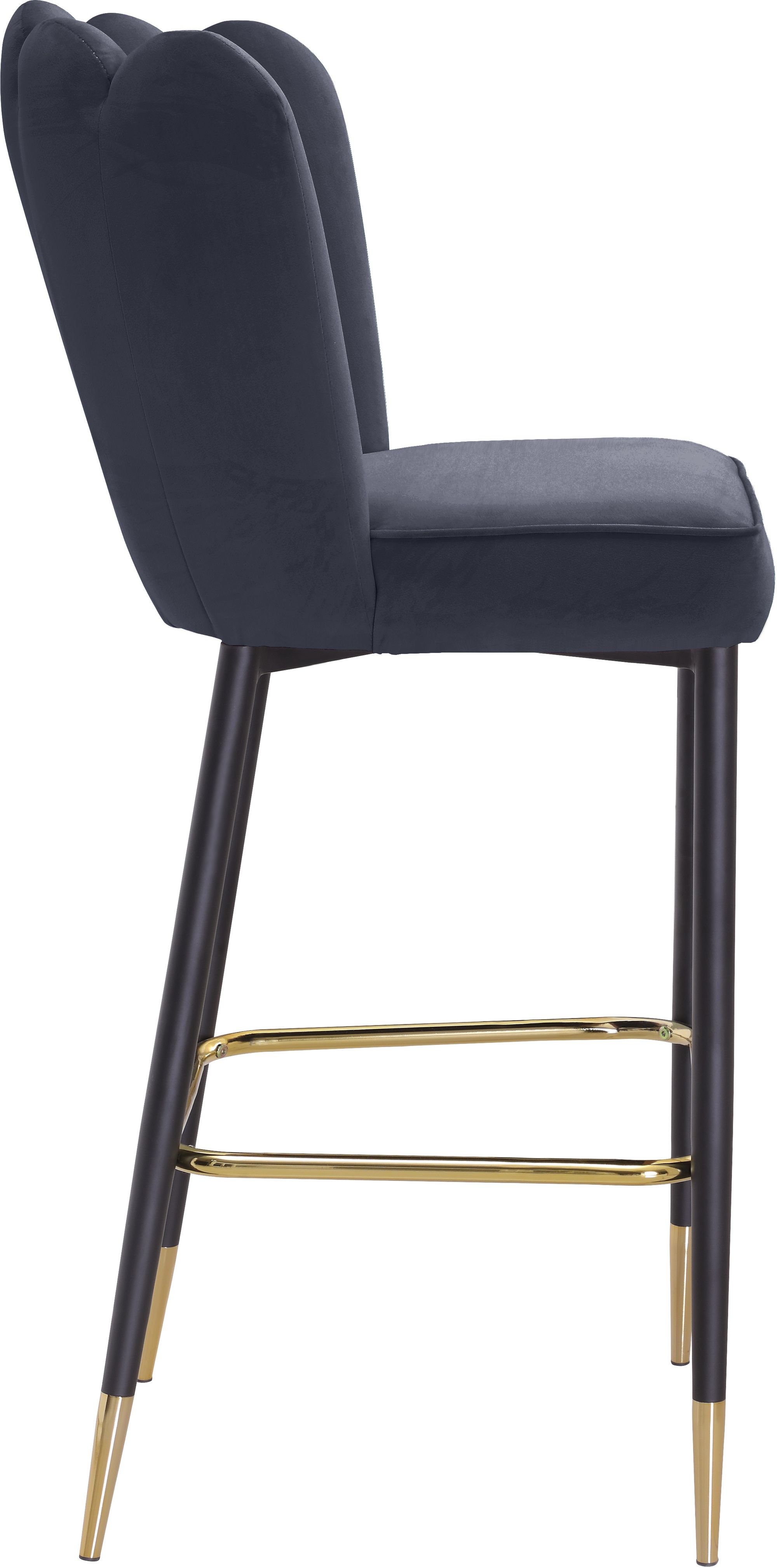 Lily Velvet Bar Stool with Matte Black Metal Legs with Gold Tips