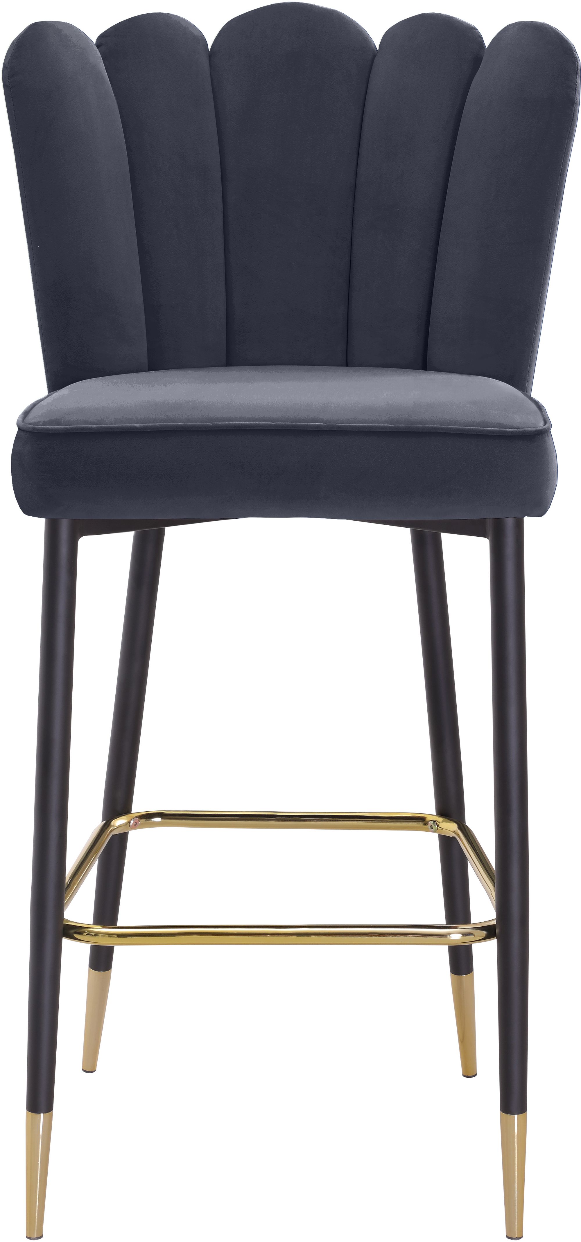 Lily Velvet Bar Stool with Matte Black Metal Legs with Gold Tips