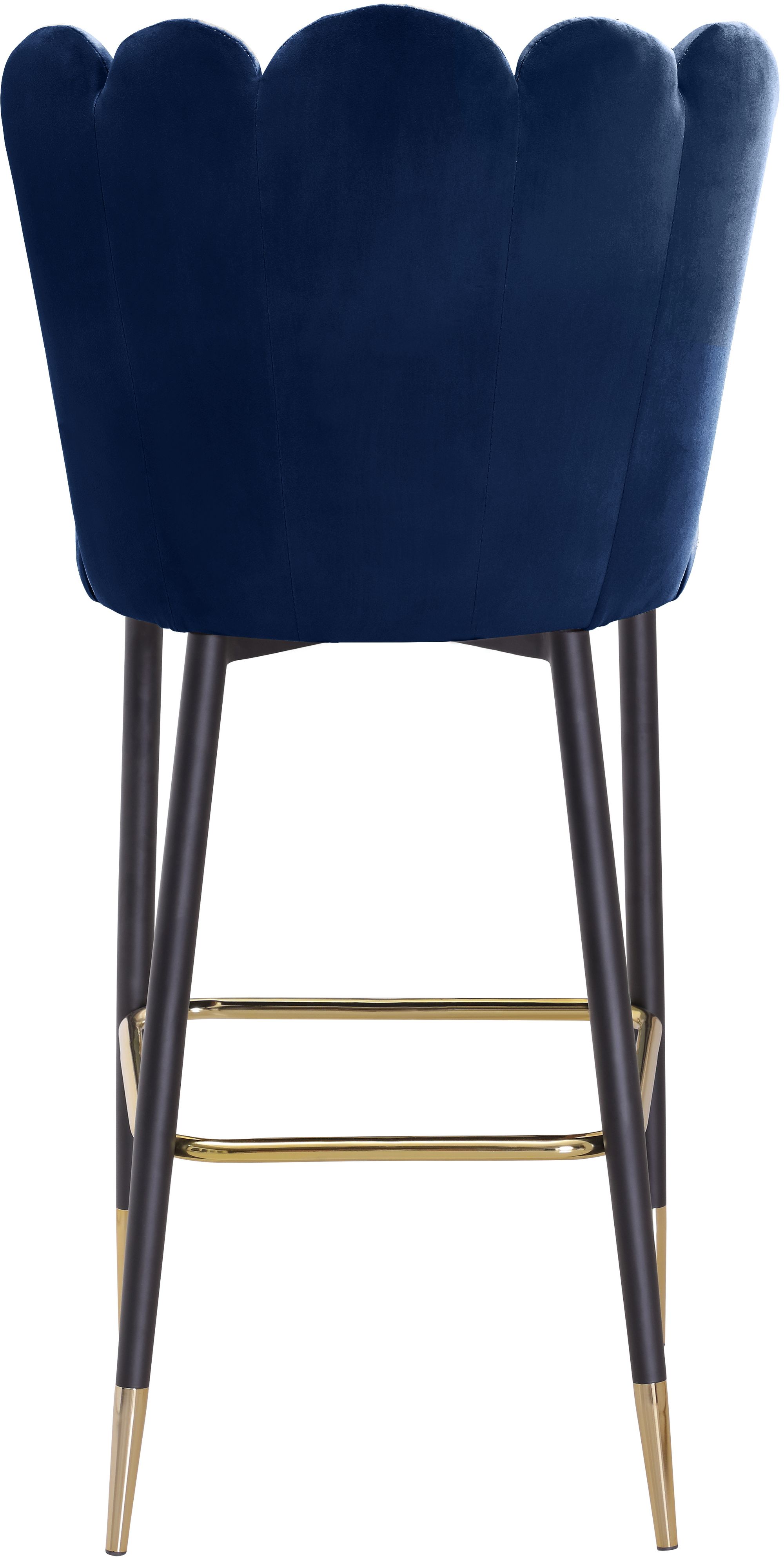 Lily Velvet Bar Stool with Matte Black Metal Legs with Gold Tips
