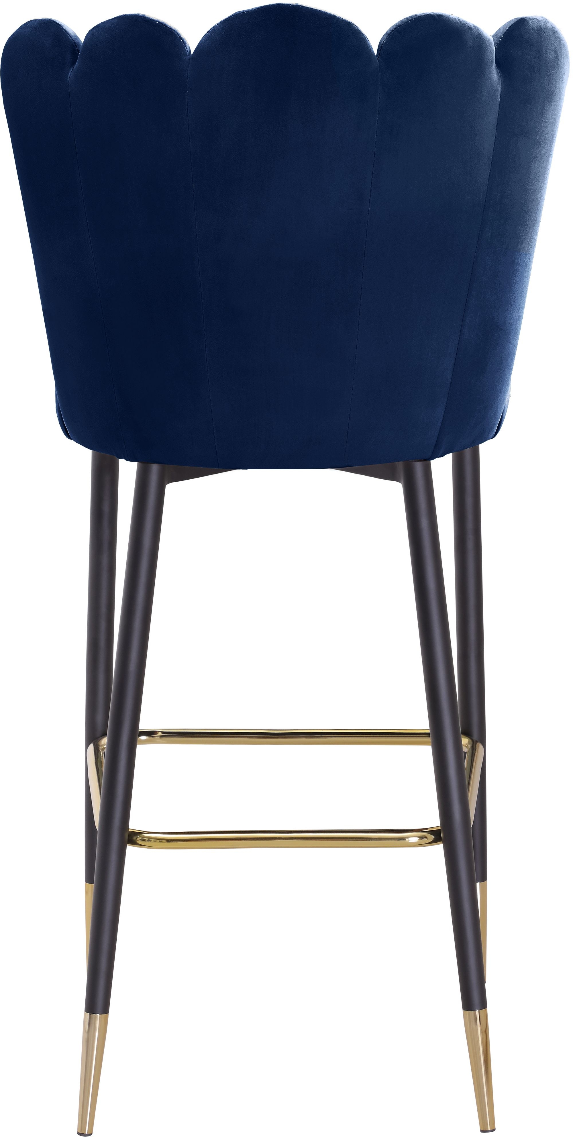 Lily Velvet Bar Stool with Matte Black Metal Legs with Gold Tips