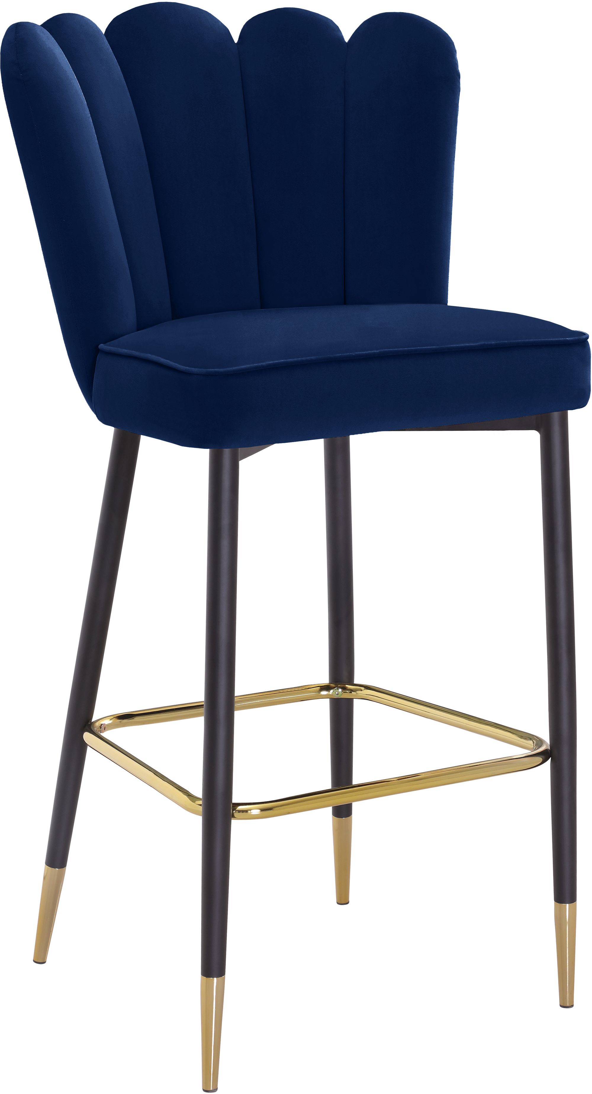 Lily Velvet Bar Stool with Matte Black Metal Legs with Gold Tips