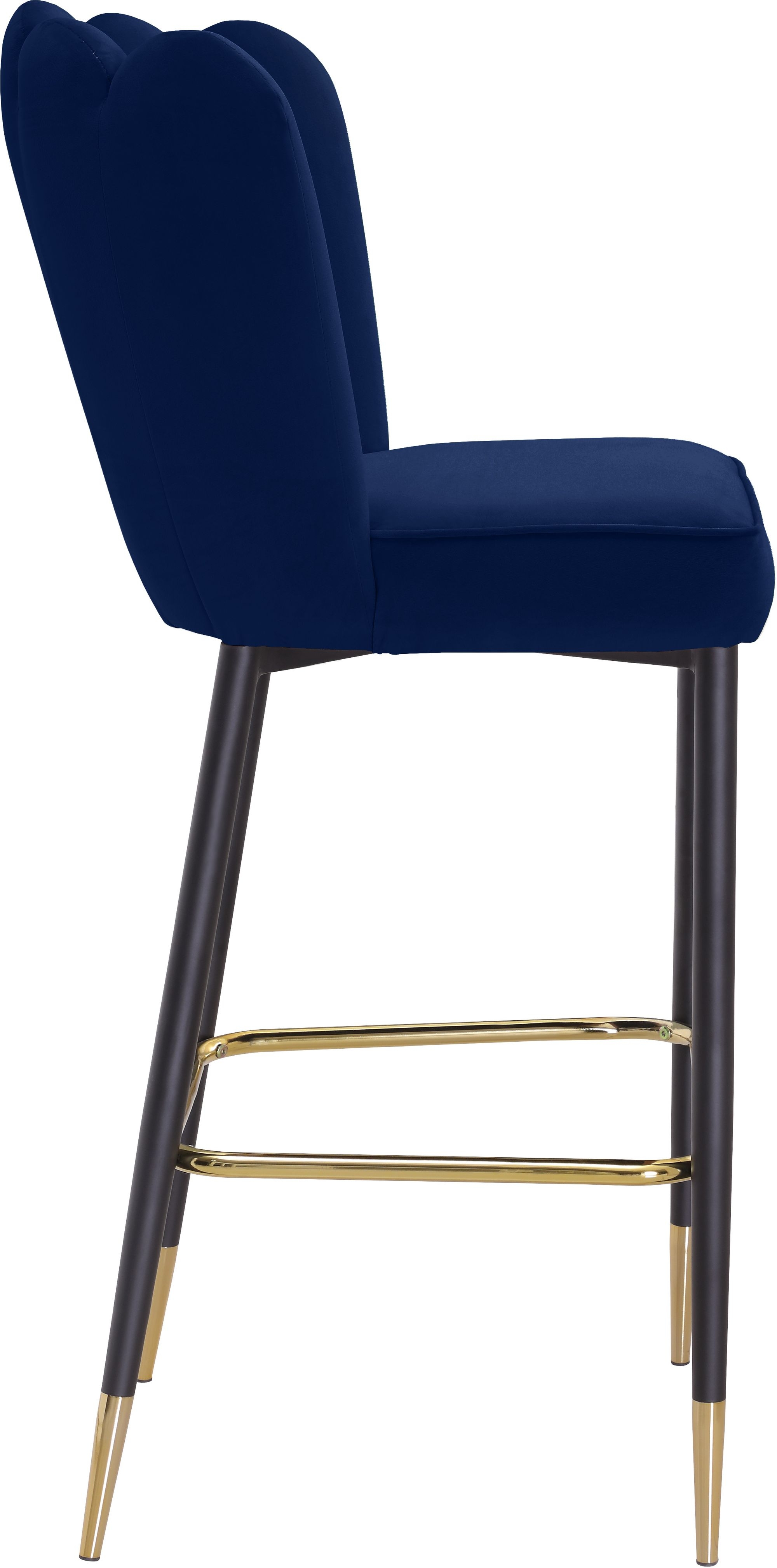 Lily Velvet Bar Stool with Matte Black Metal Legs with Gold Tips