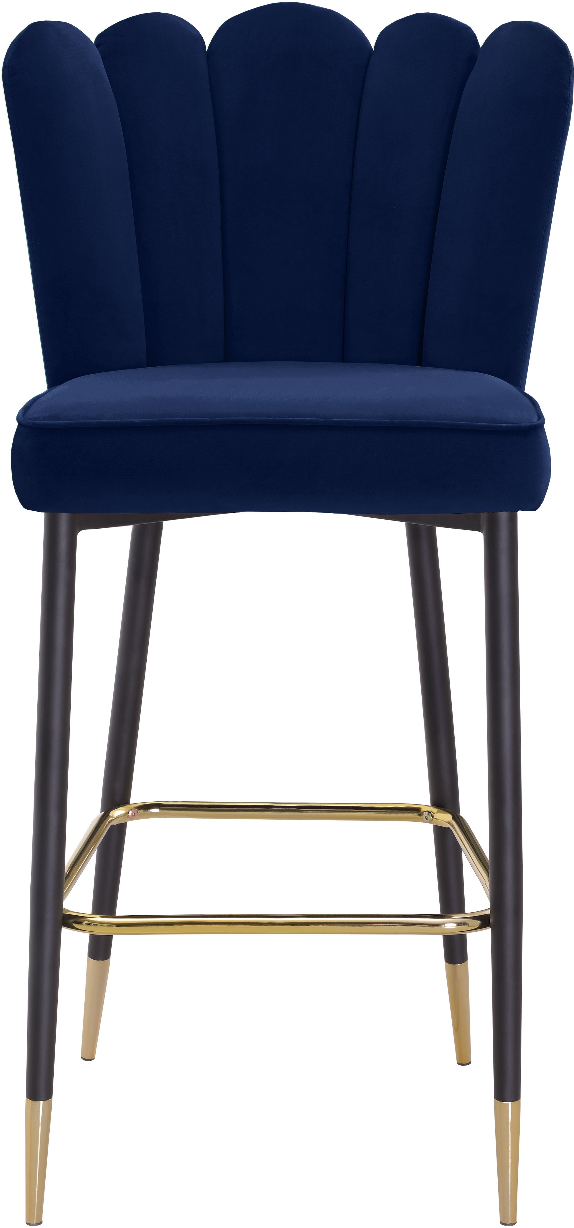 Lily Velvet Bar Stool with Matte Black Metal Legs with Gold Tips