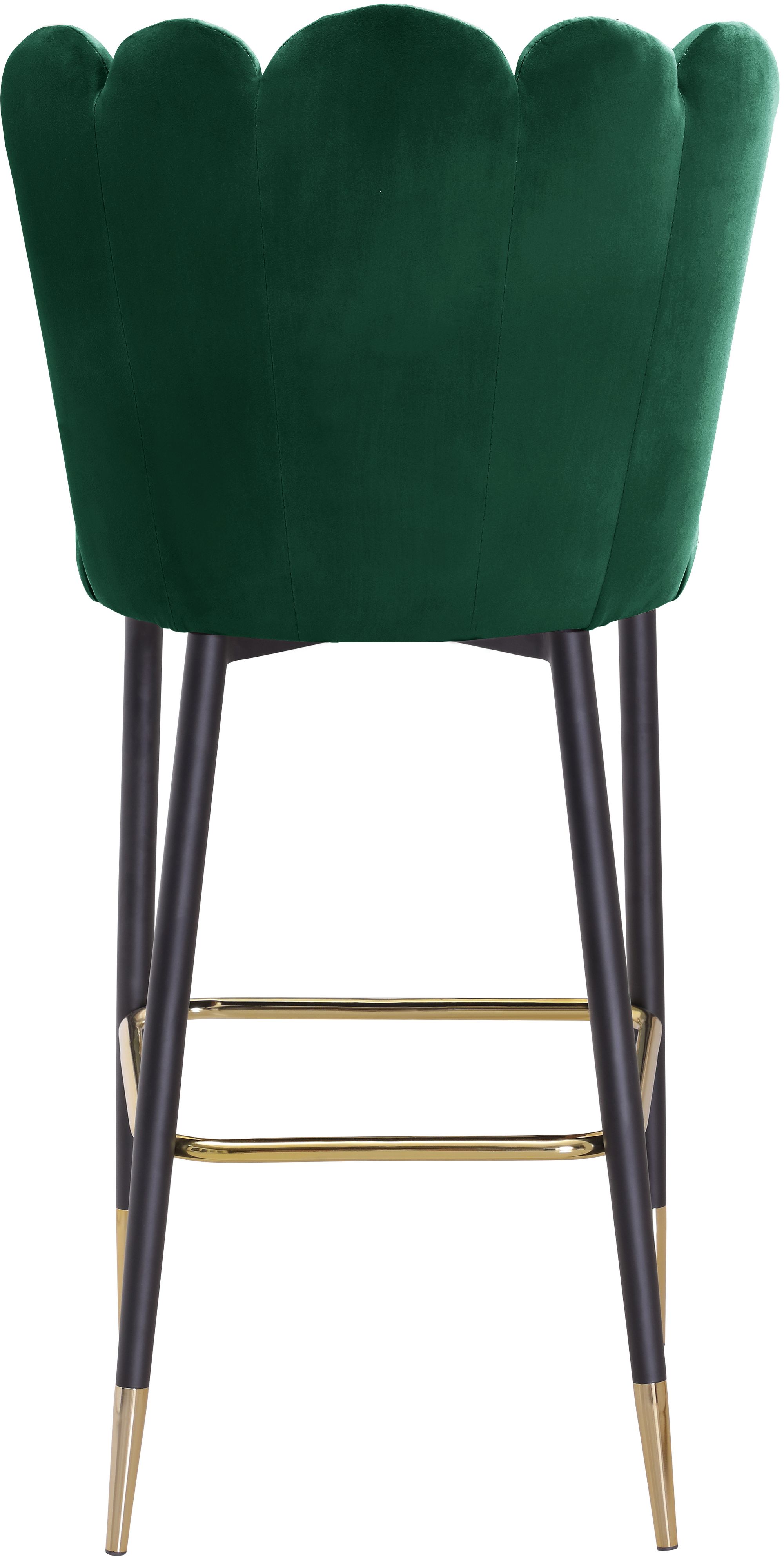 Lily Velvet Bar Stool with Matte Black Metal Legs with Gold Tips