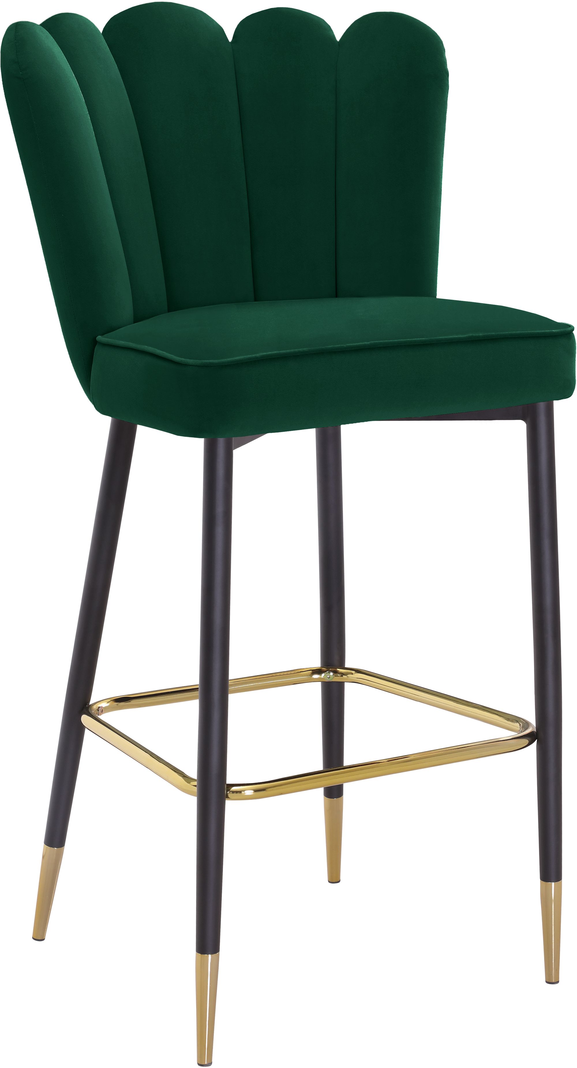 Lily Velvet Bar Stool with Matte Black Metal Legs with Gold Tips