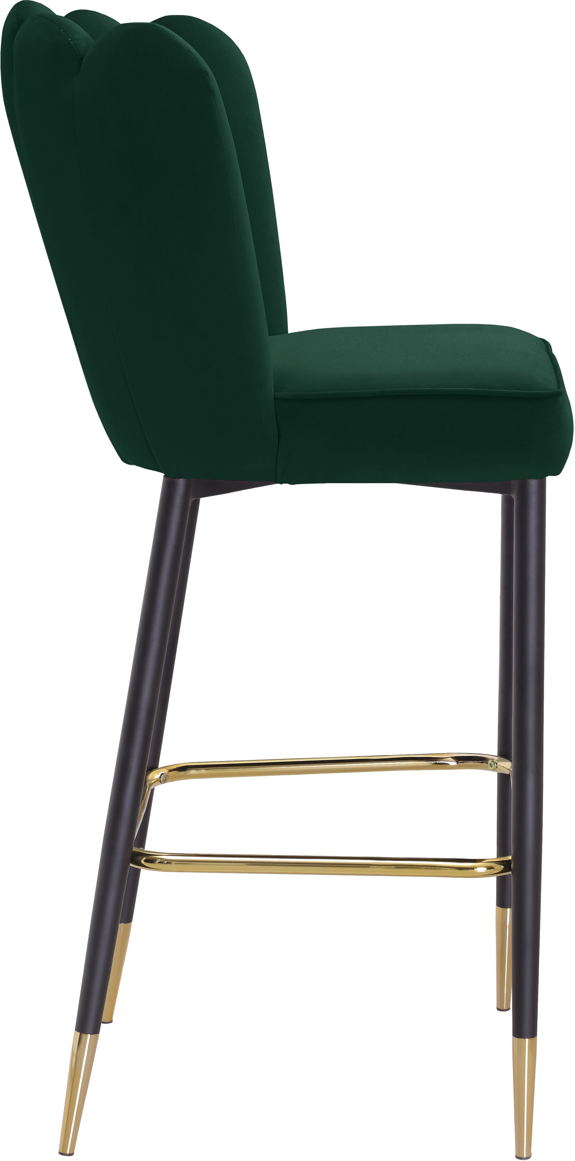Lily Velvet Bar Stool with Matte Black Metal Legs with Gold Tips