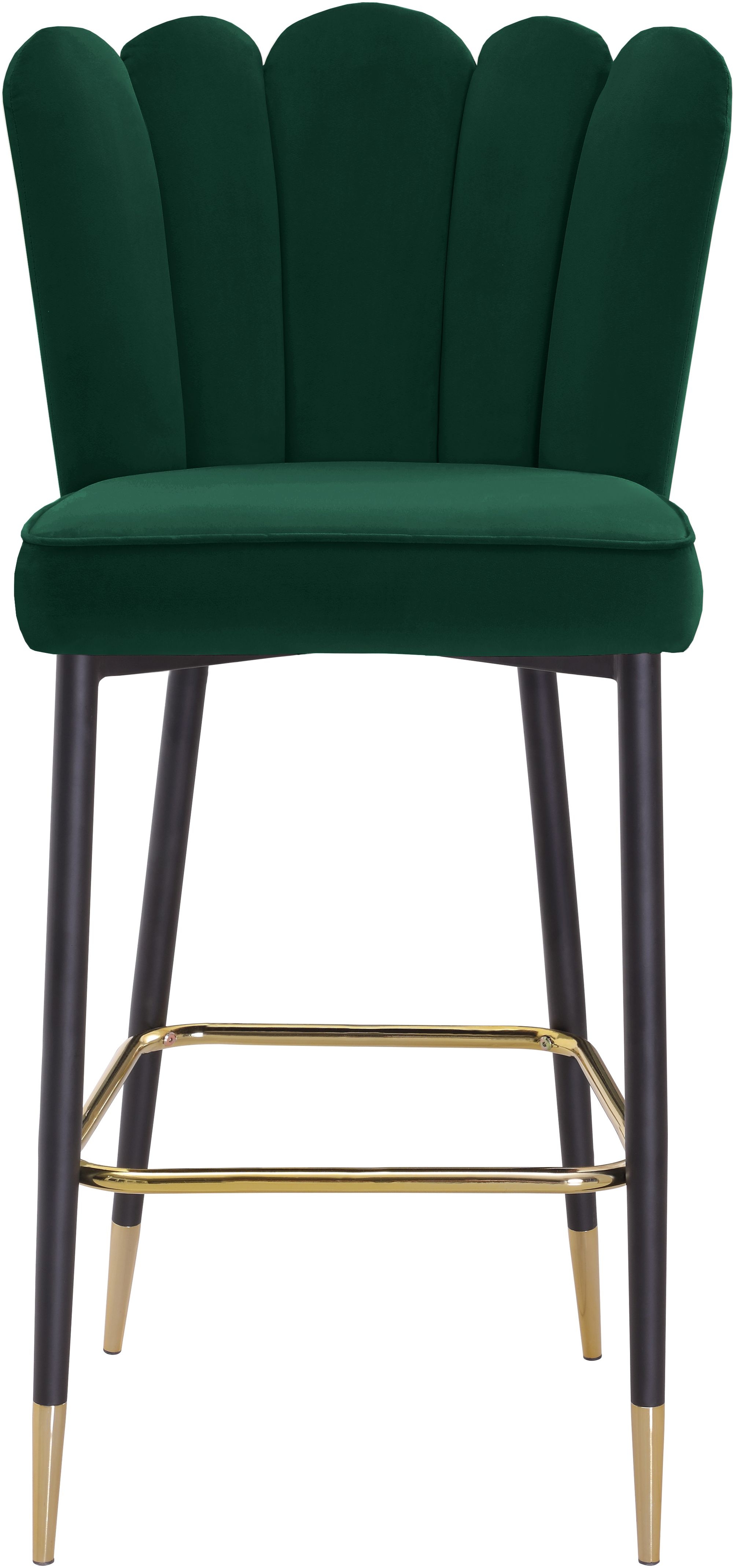 Lily Velvet Bar Stool with Matte Black Metal Legs with Gold Tips