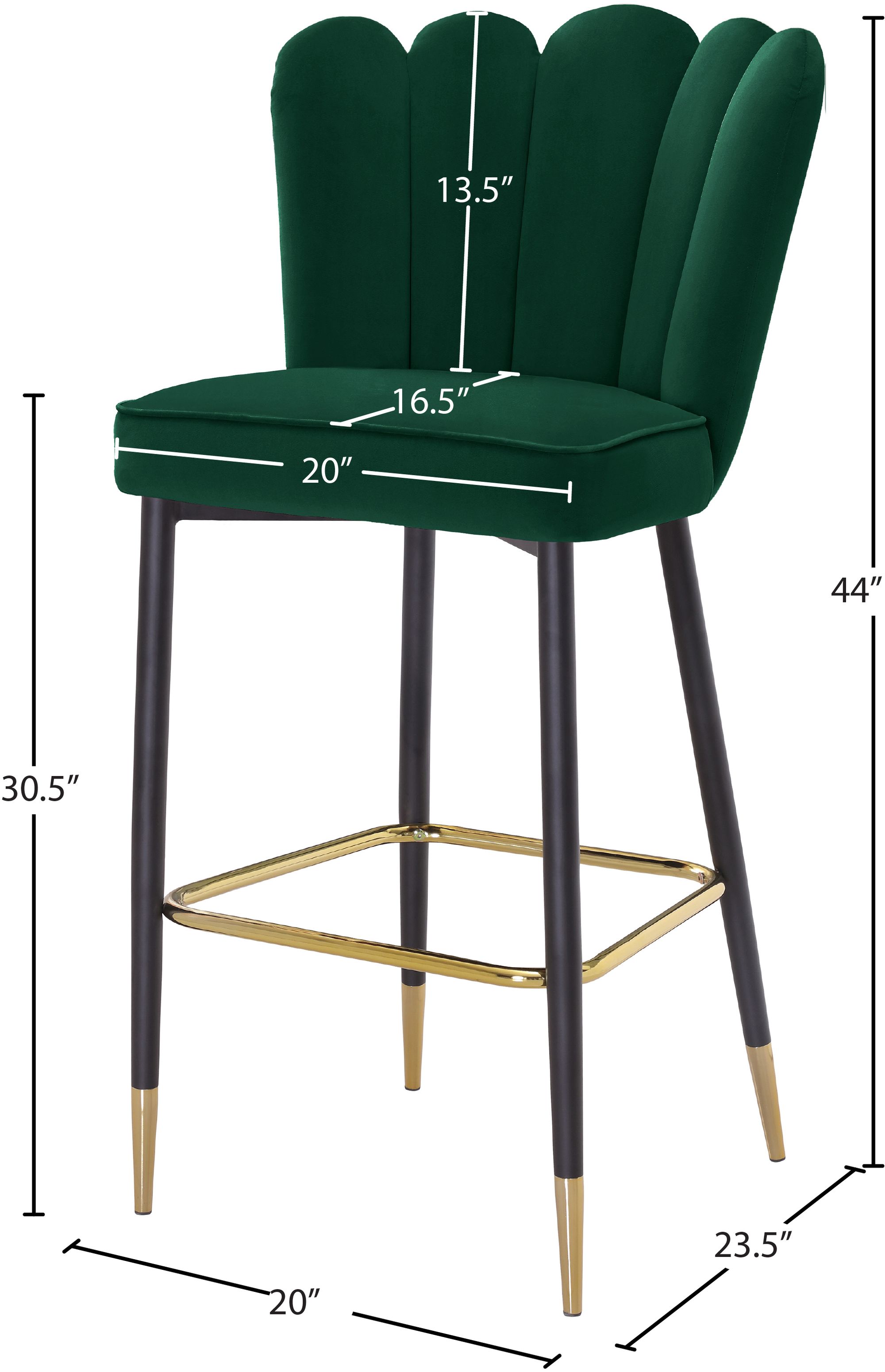 Lily Velvet Bar Stool with Matte Black Metal Legs with Gold Tips