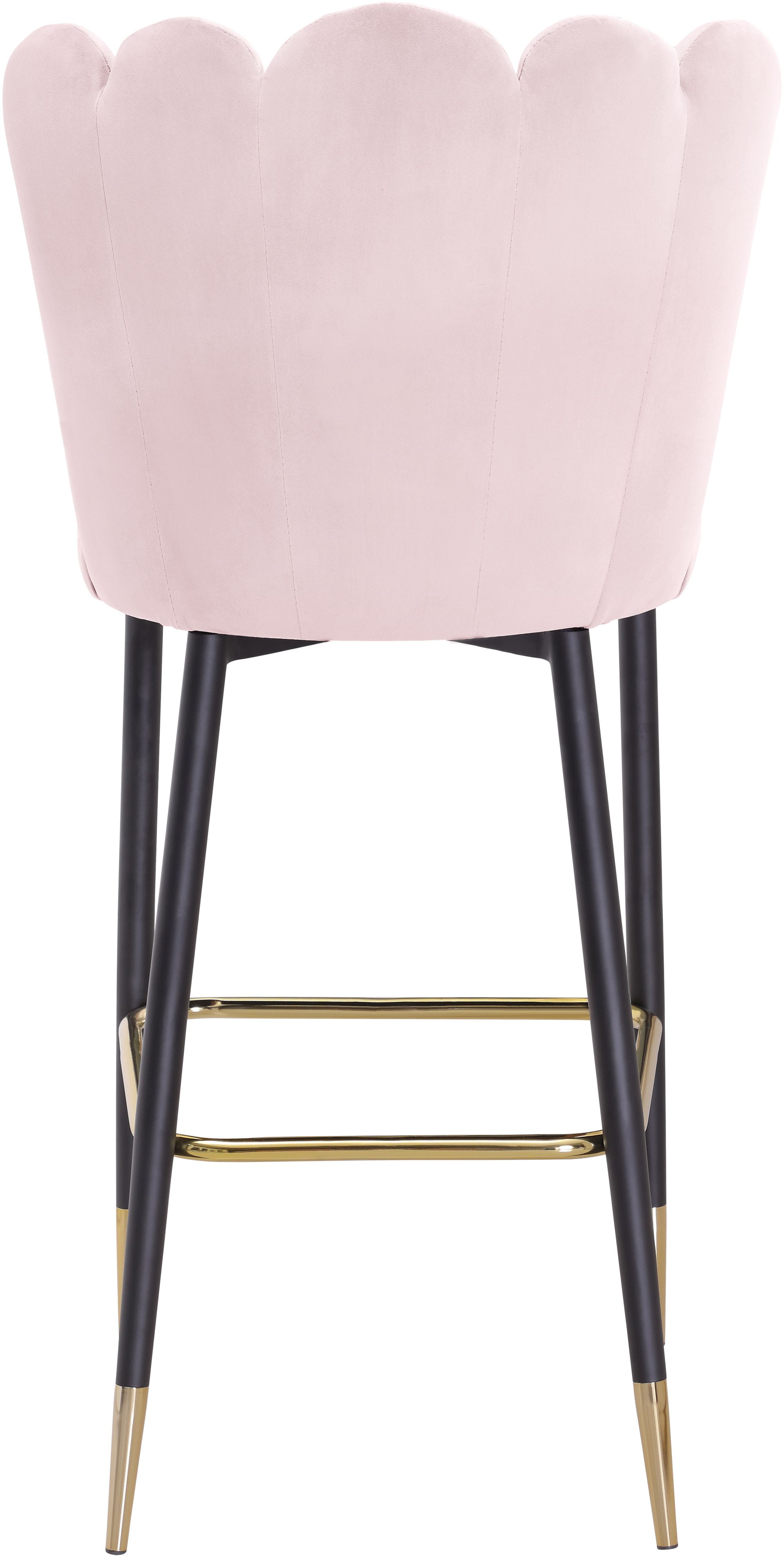 Lily Velvet Bar Stool with Matte Black Metal Legs with Gold Tips