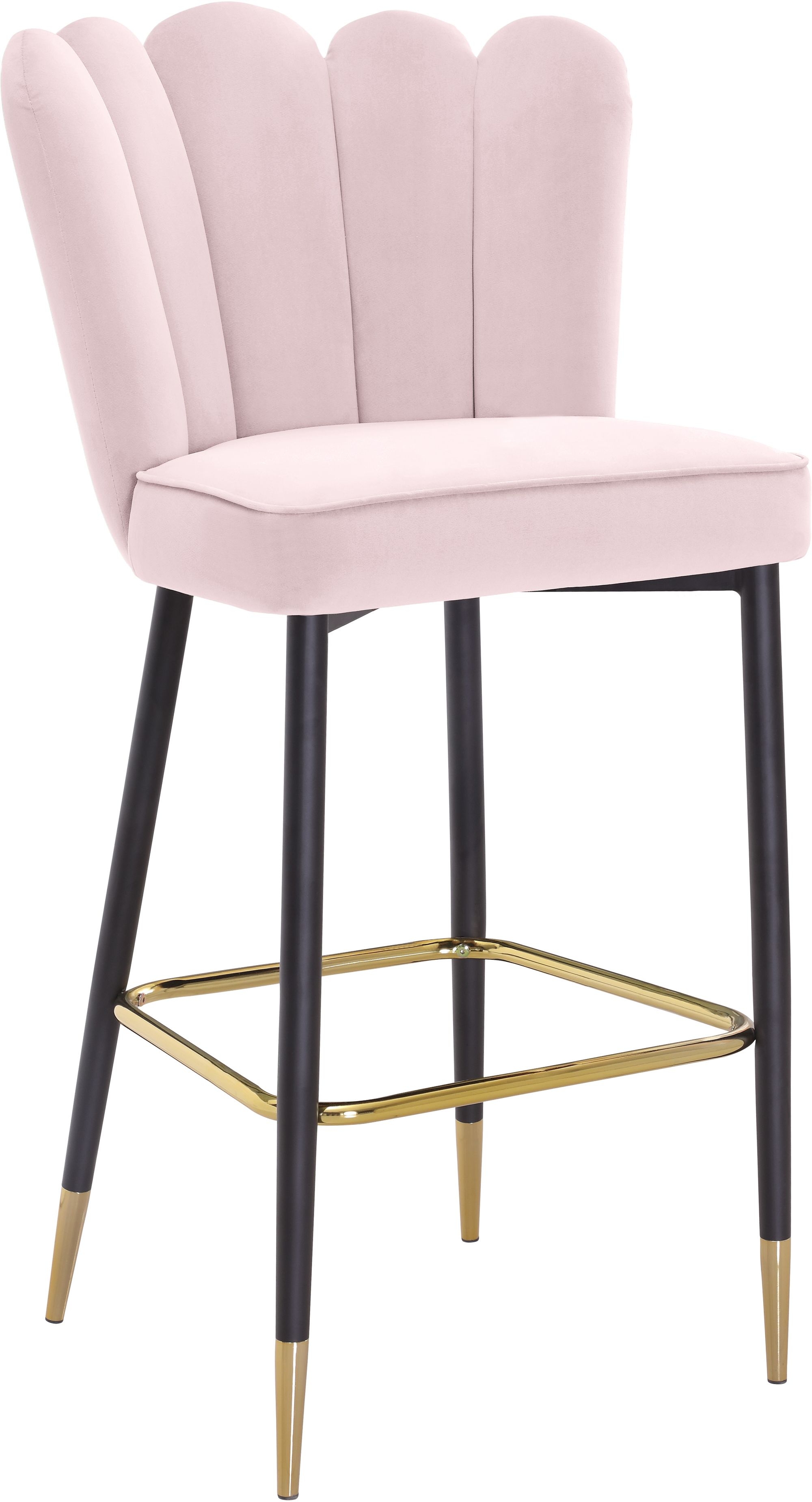 Lily Velvet Bar Stool with Matte Black Metal Legs with Gold Tips