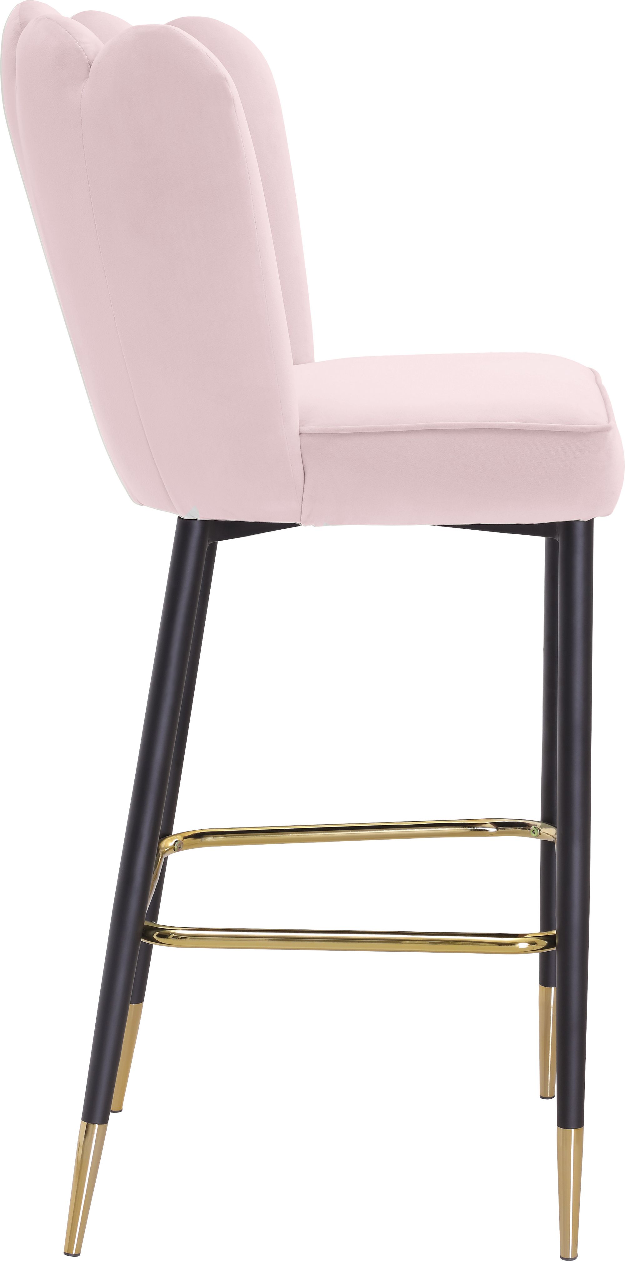 Lily Velvet Bar Stool with Matte Black Metal Legs with Gold Tips