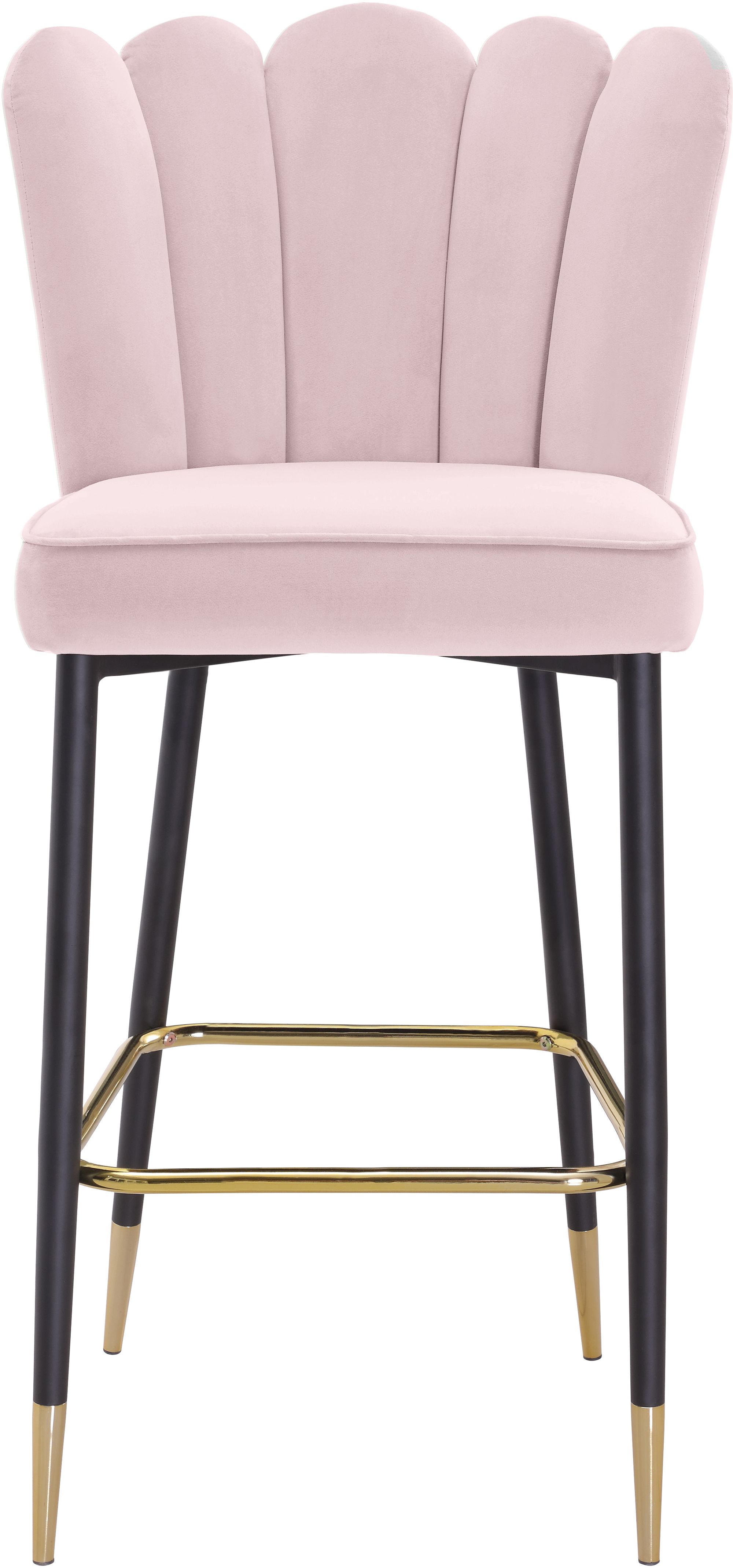 Lily Velvet Bar Stool with Matte Black Metal Legs with Gold Tips
