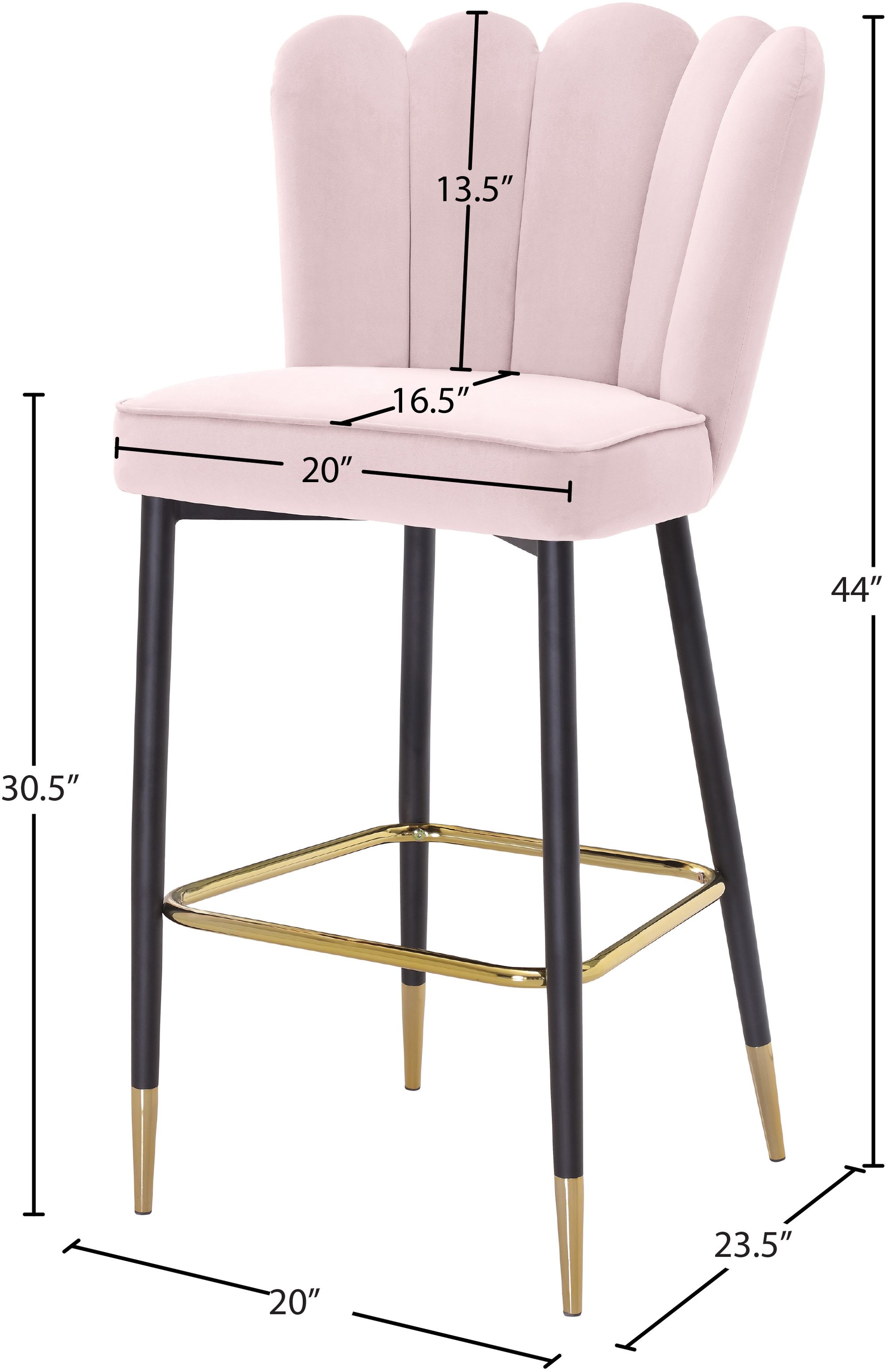 Lily Velvet Bar Stool with Matte Black Metal Legs with Gold Tips