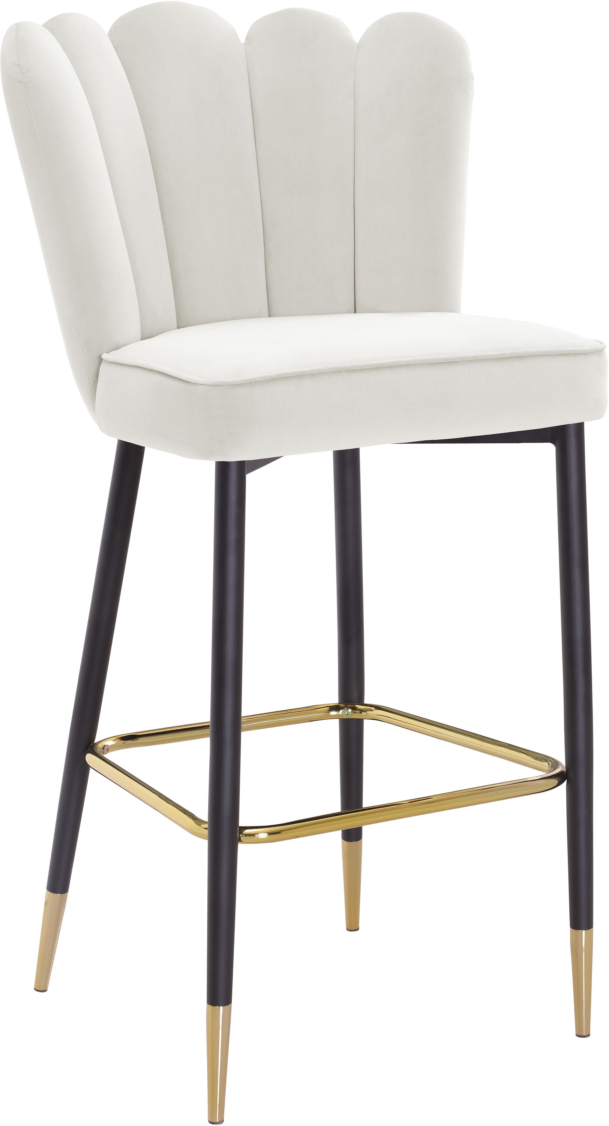 Lily Velvet Bar Stool with Matte Black Metal Legs with Gold Tips