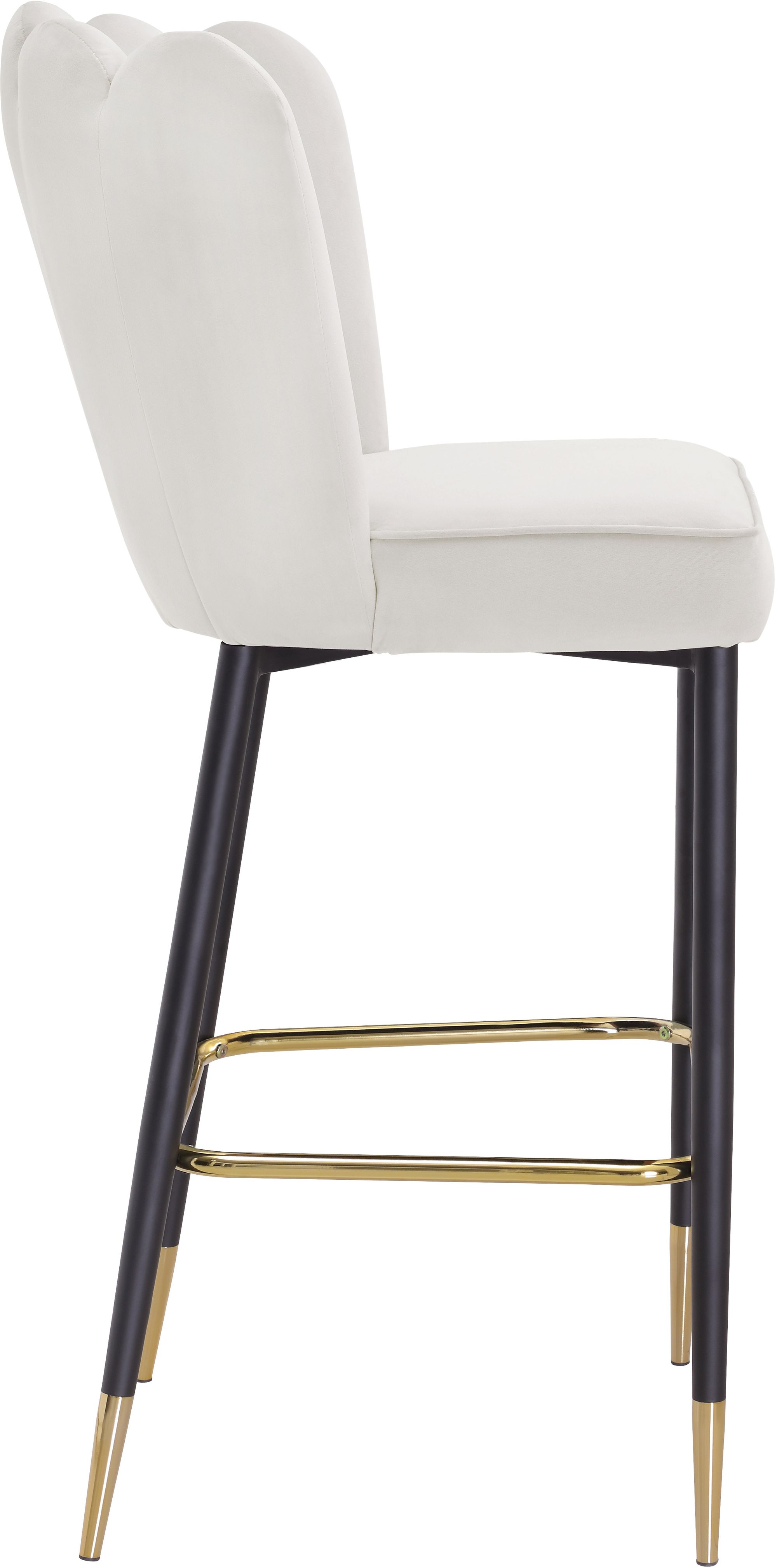 Lily Velvet Bar Stool with Matte Black Metal Legs with Gold Tips
