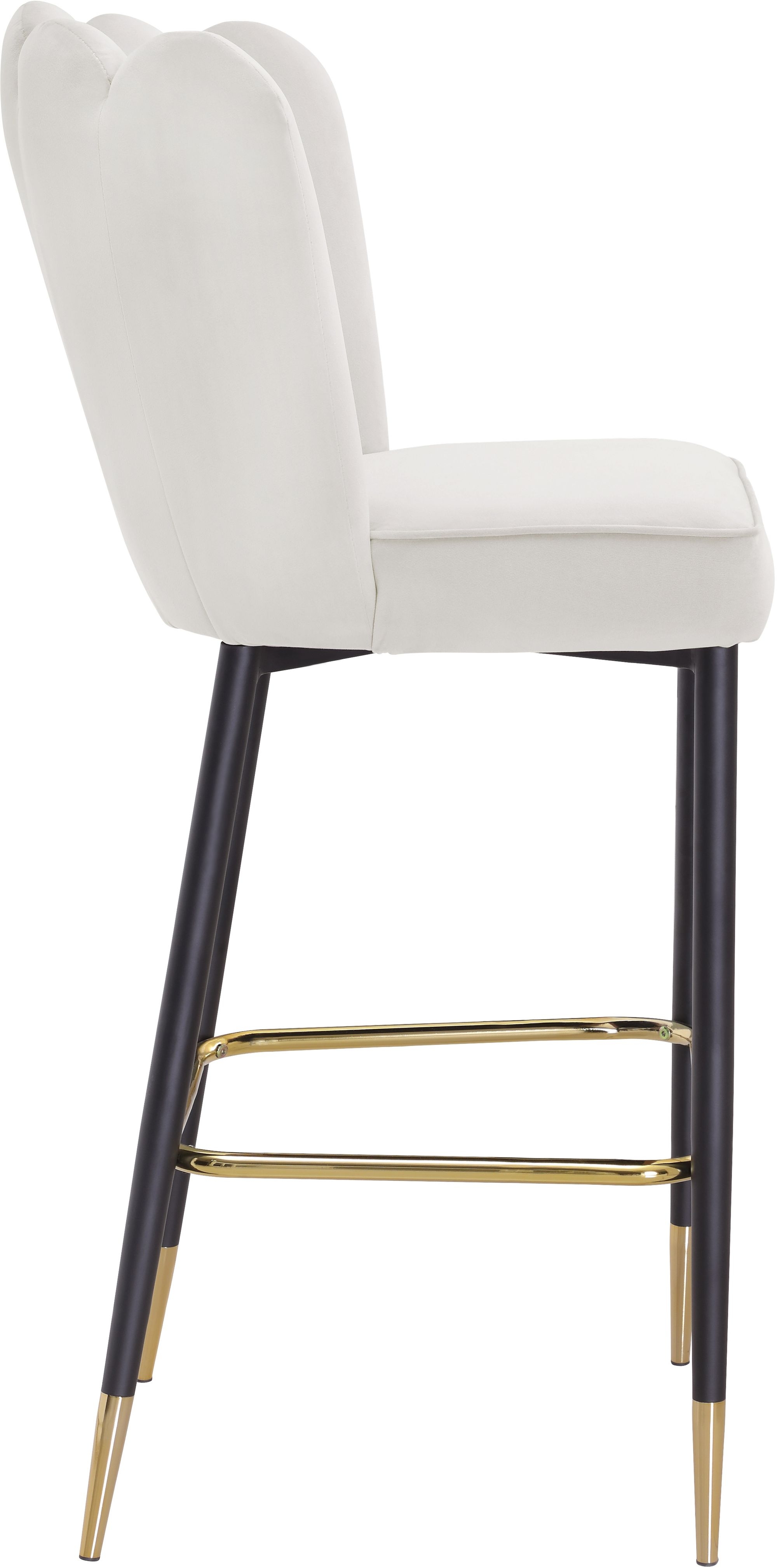 Lily Velvet Bar Stool with Matte Black Metal Legs with Gold Tips
