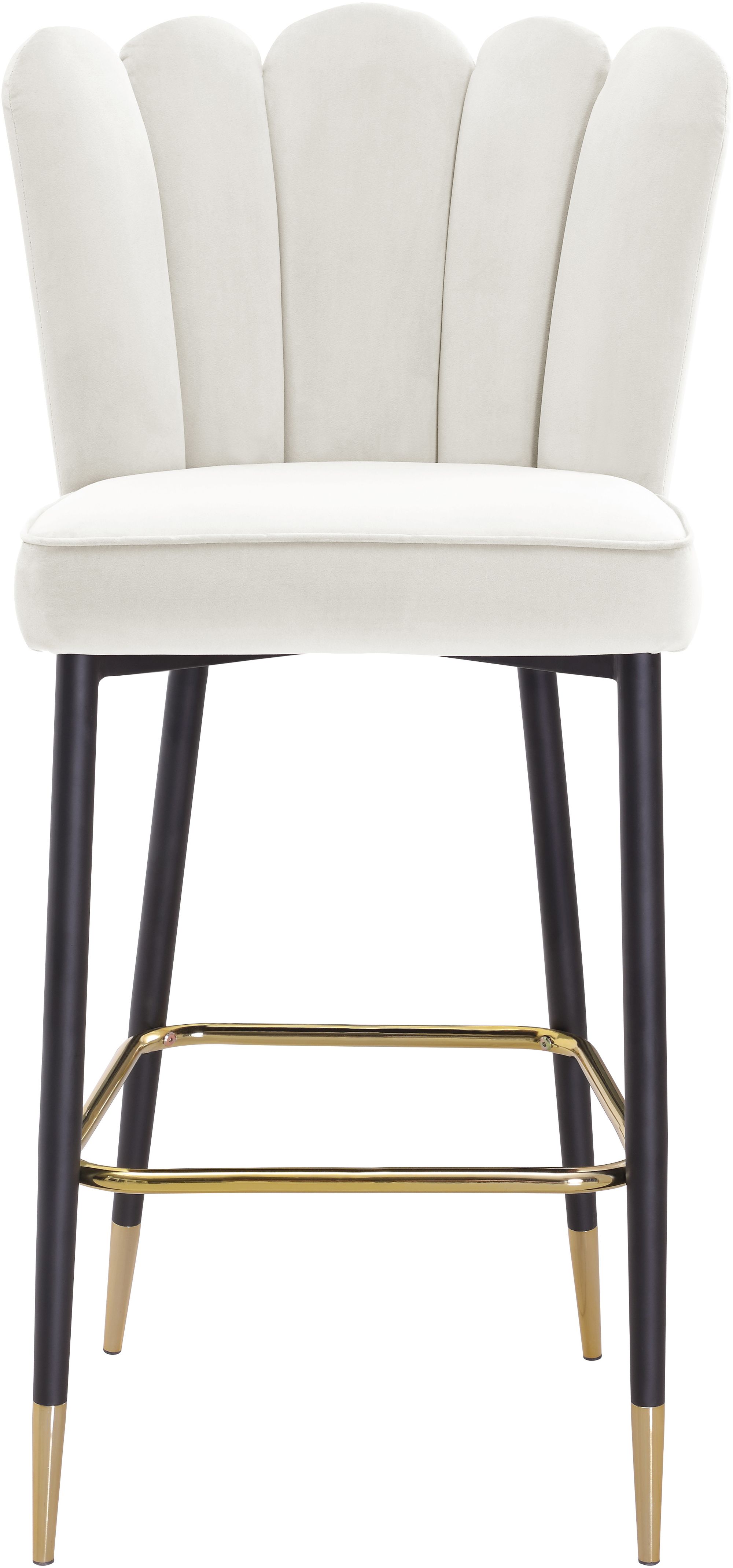 Lily Velvet Bar Stool with Matte Black Metal Legs with Gold Tips