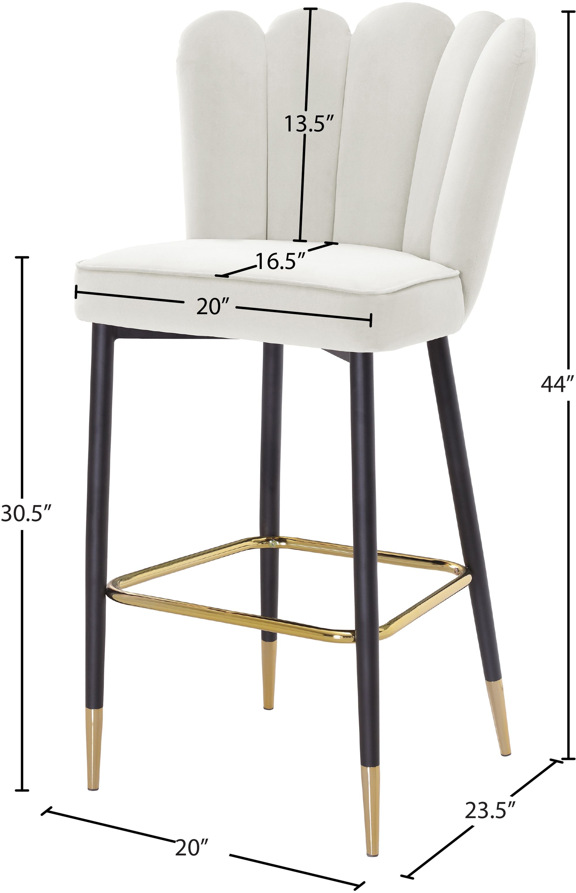 Lily Velvet Bar Stool with Matte Black Metal Legs with Gold Tips