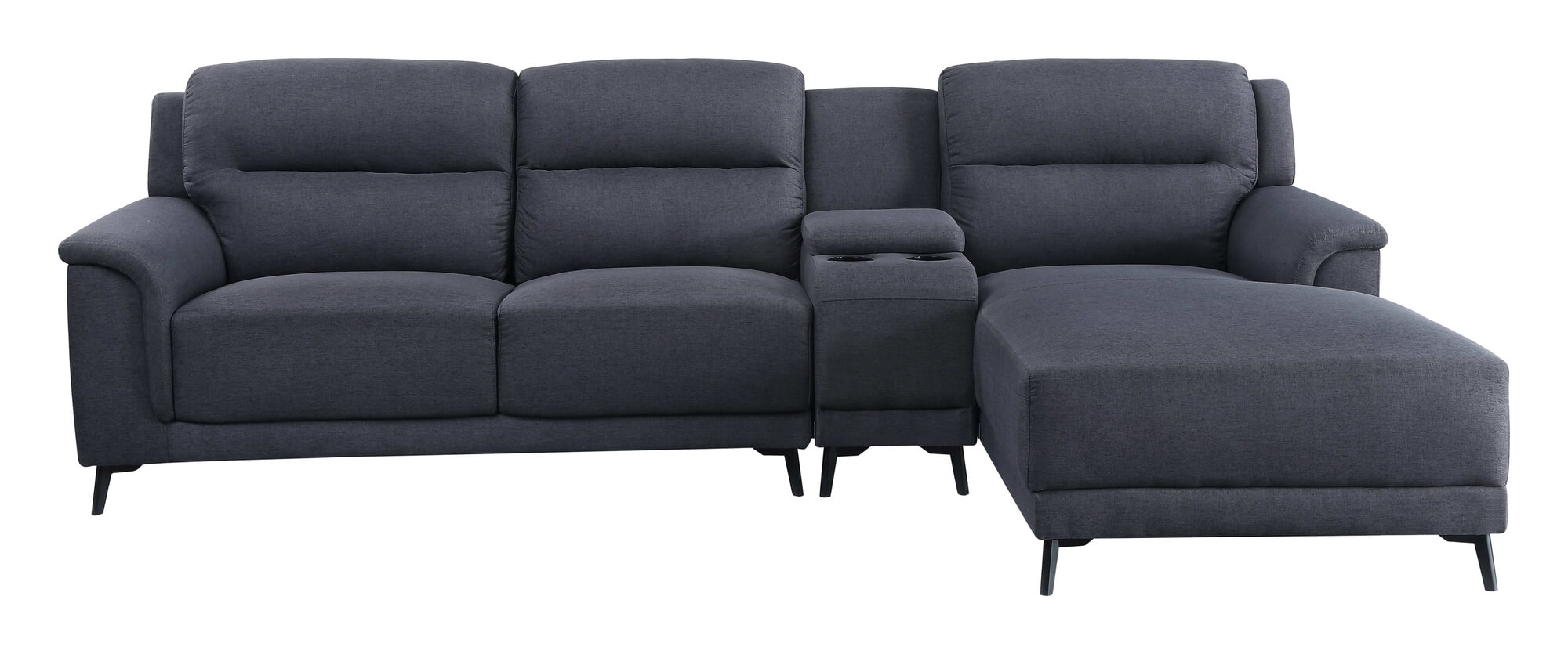Walcher Linen L-Shaped Sectional Sofa w/ Storage Console
