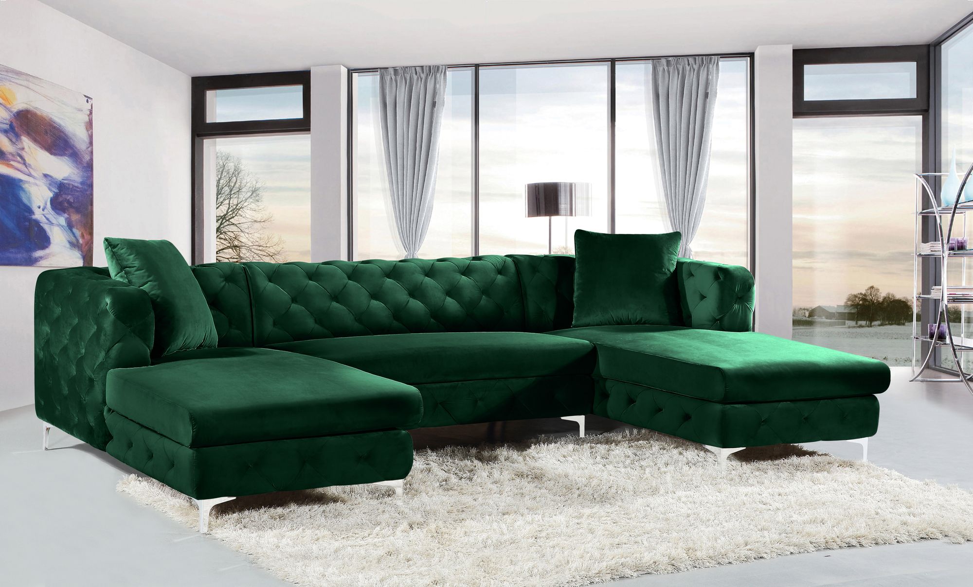 Gail 127" 3-Piece Velvet Sectional