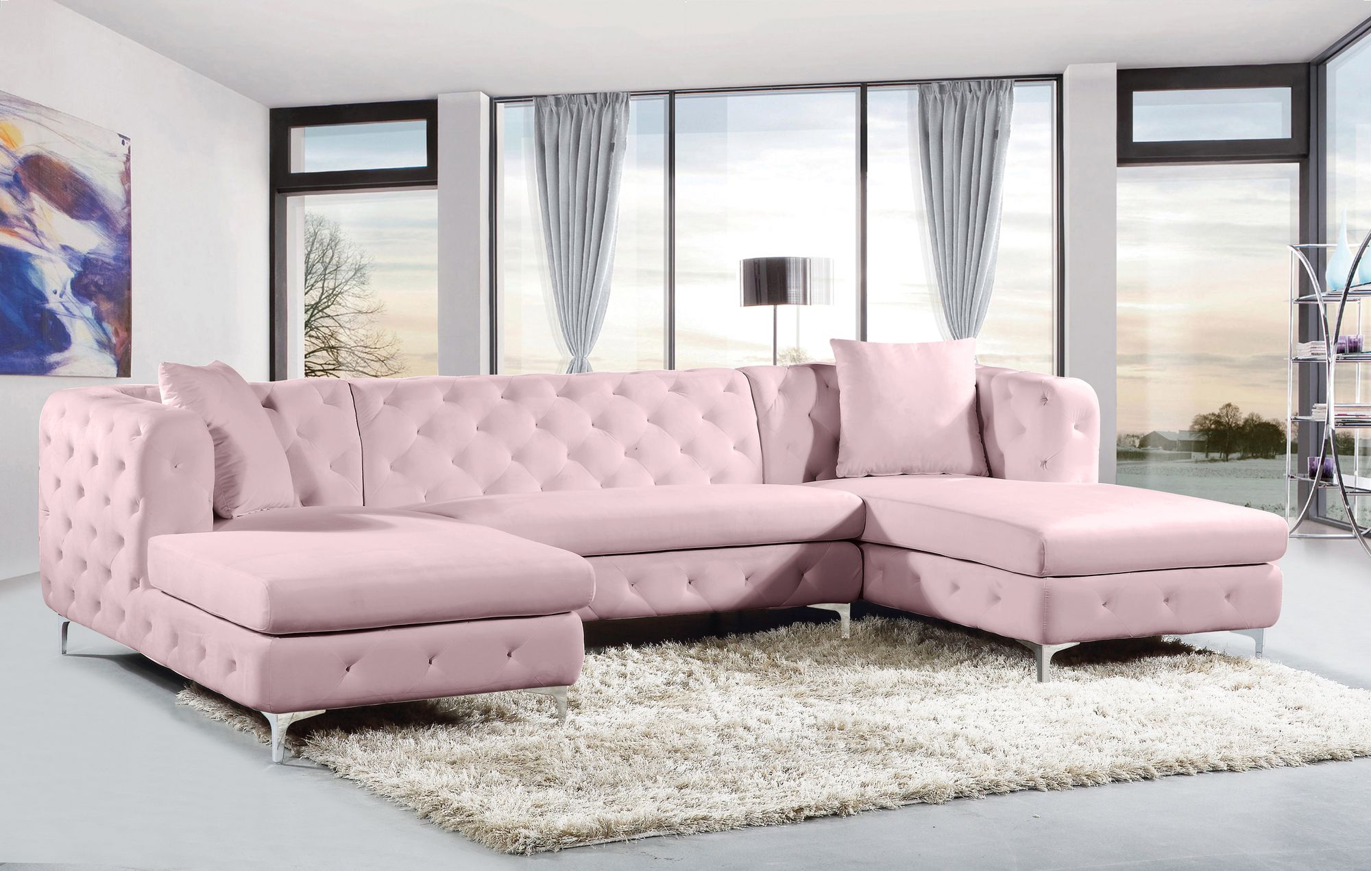 Gail 127" 3-Piece Velvet Sectional