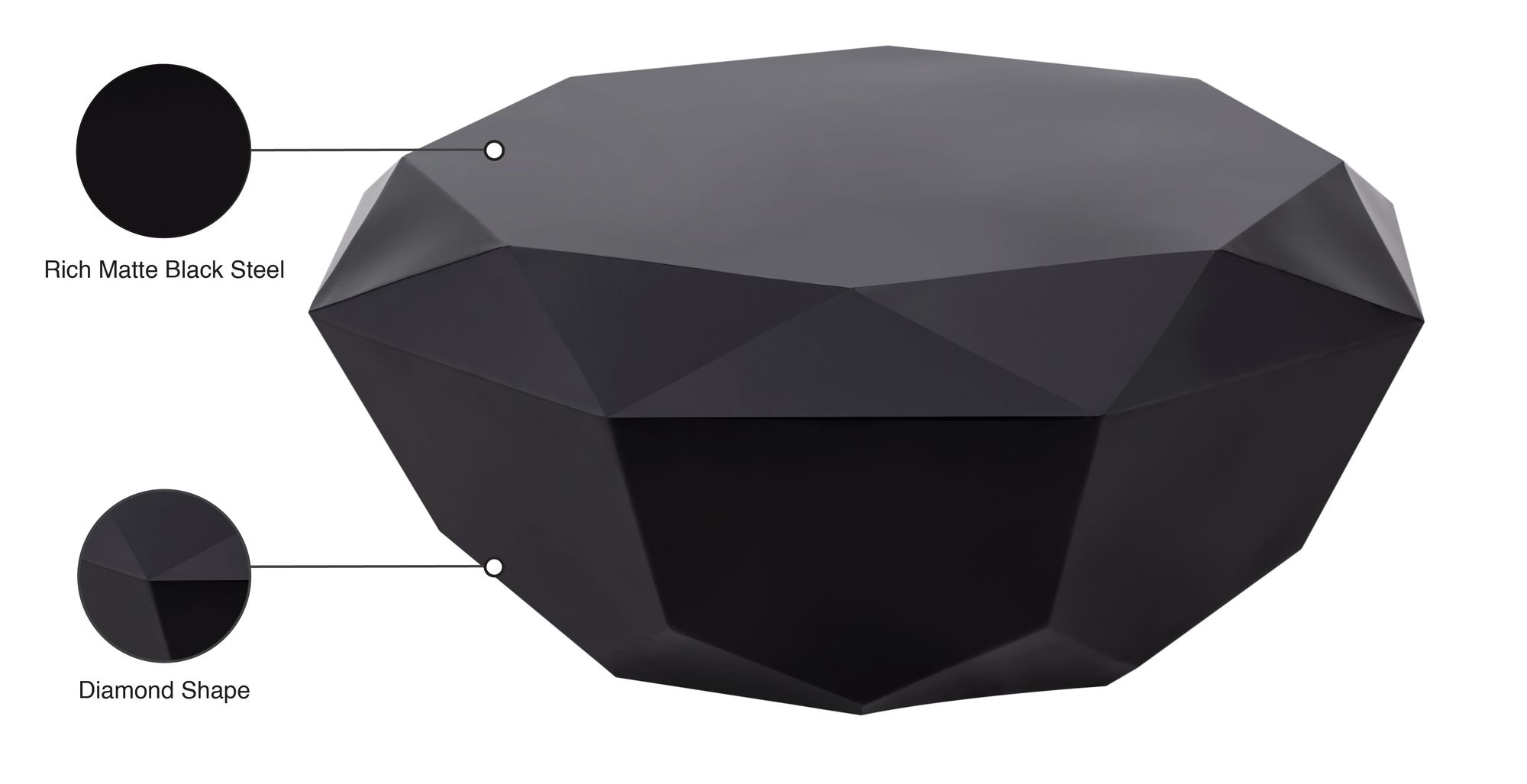 Gemma 39" Diamond Steel Coffee Table
