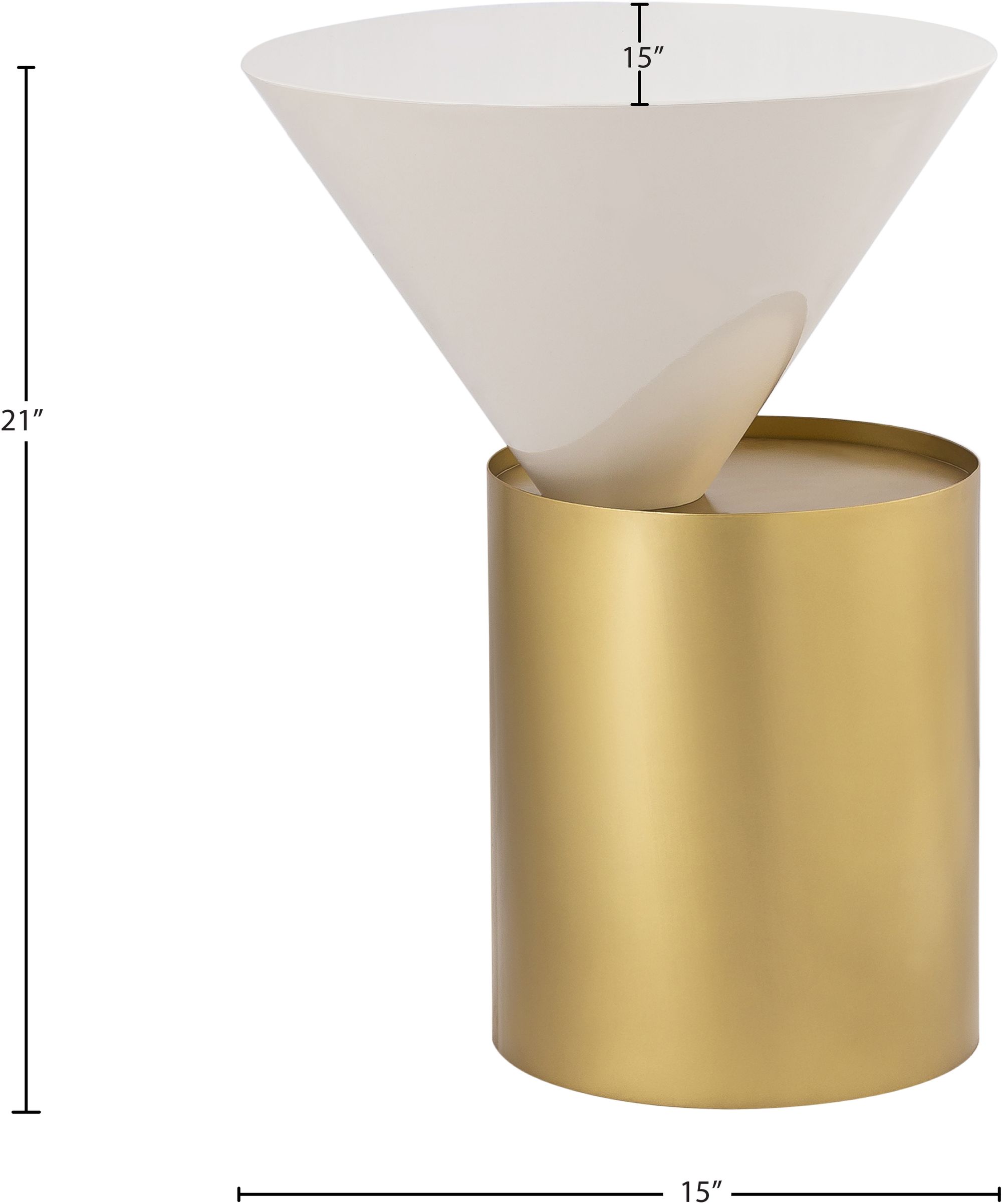 Damon 15" Round Metal End Table with Brushed Brass Base