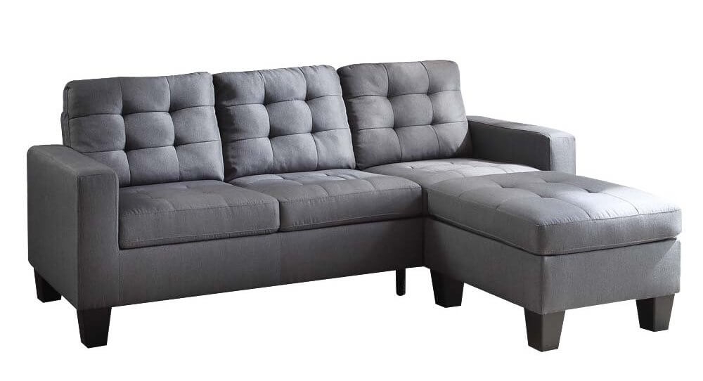 Earsom Linen Sectional Sofa w/Ottoman