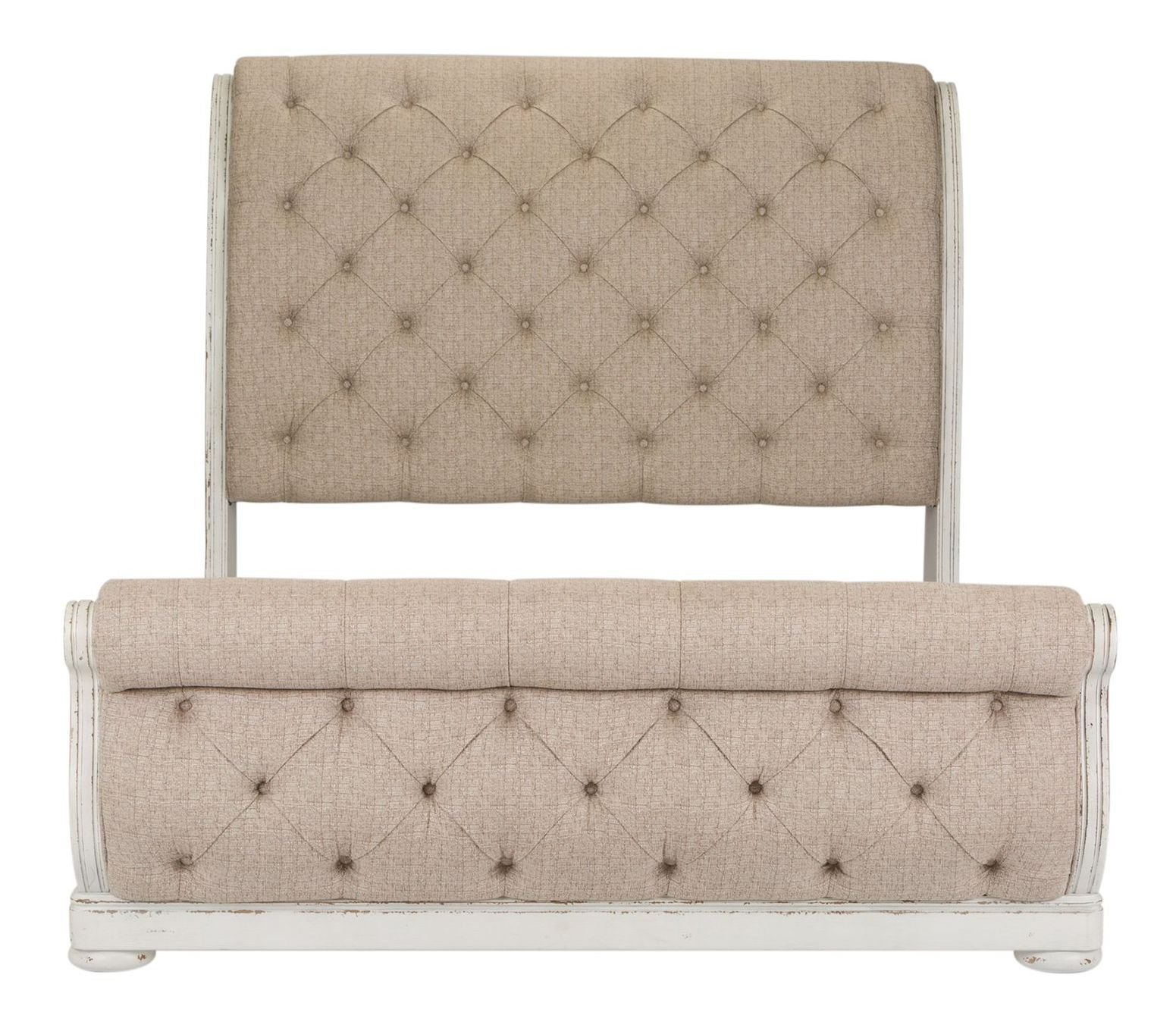 Abbey Park Tufted Chenille Sleigh Bed – Antique White