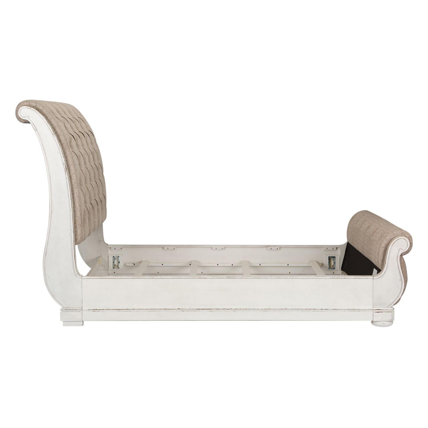 Abbey Park Tufted Chenille Sleigh Bed – Antique White