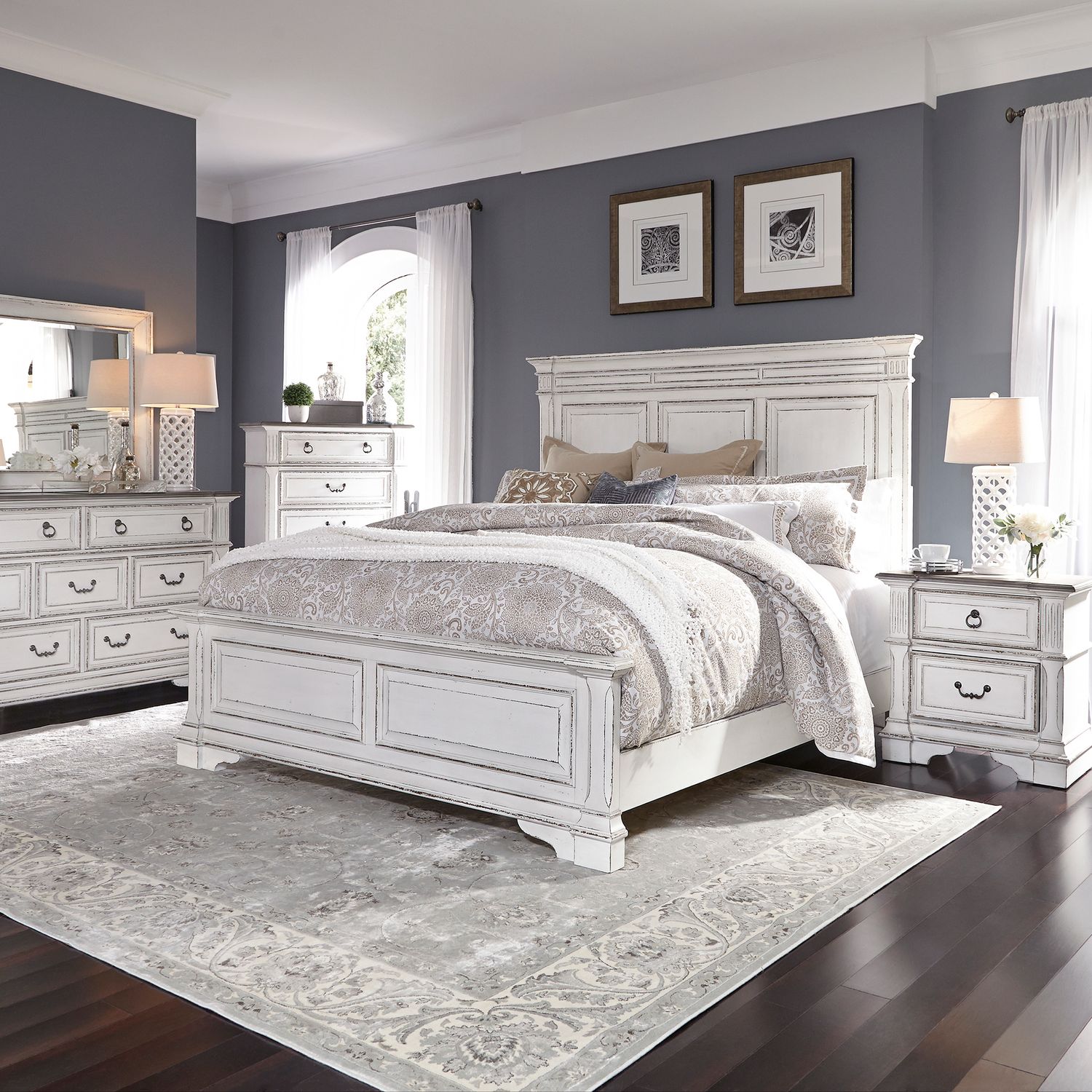 Abbey Park Wood 2-Drawer Night Stand w/Charging Station