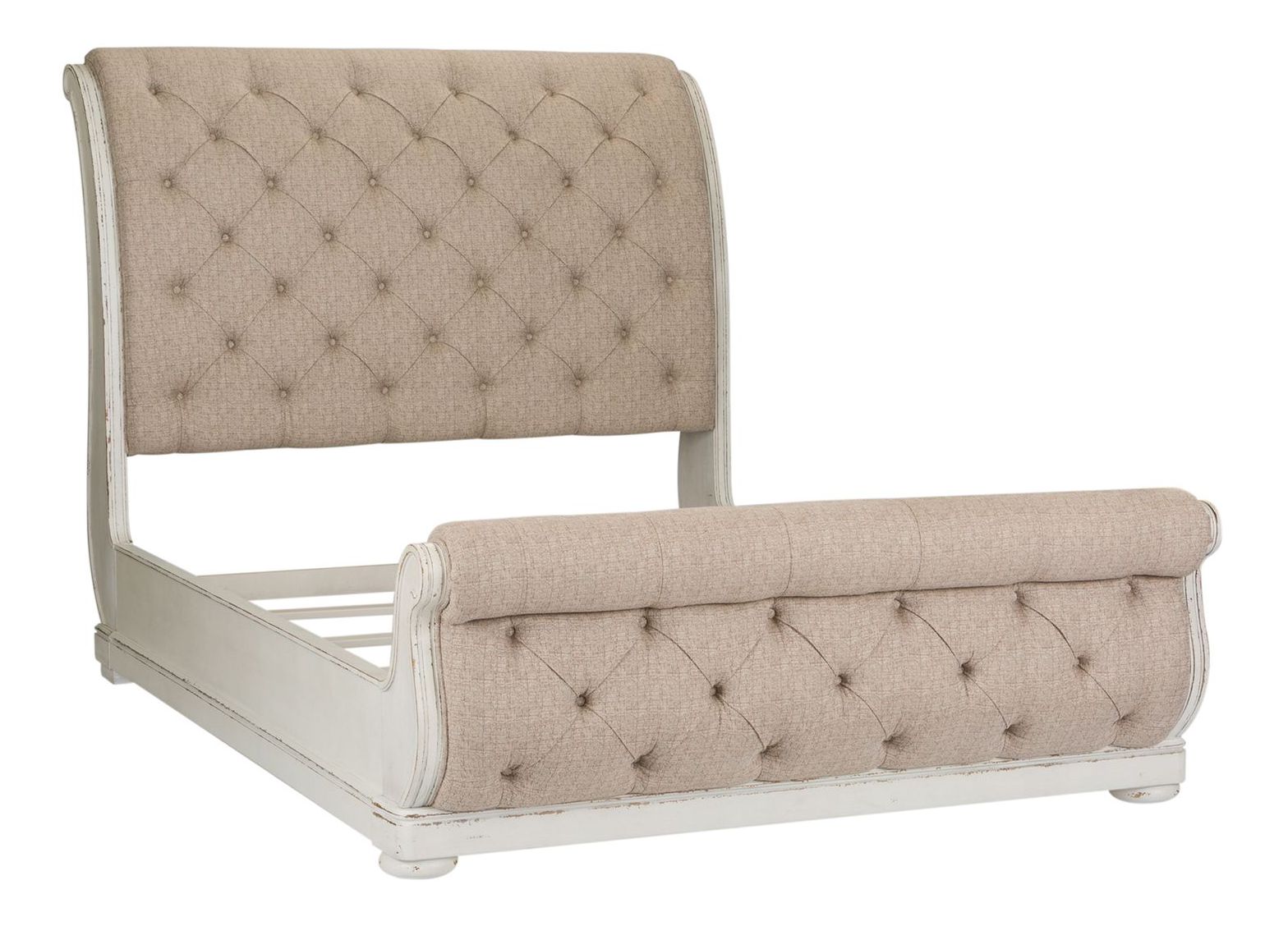 Abbey Park Tufted Chenille Sleigh Bedroom Set Antique White