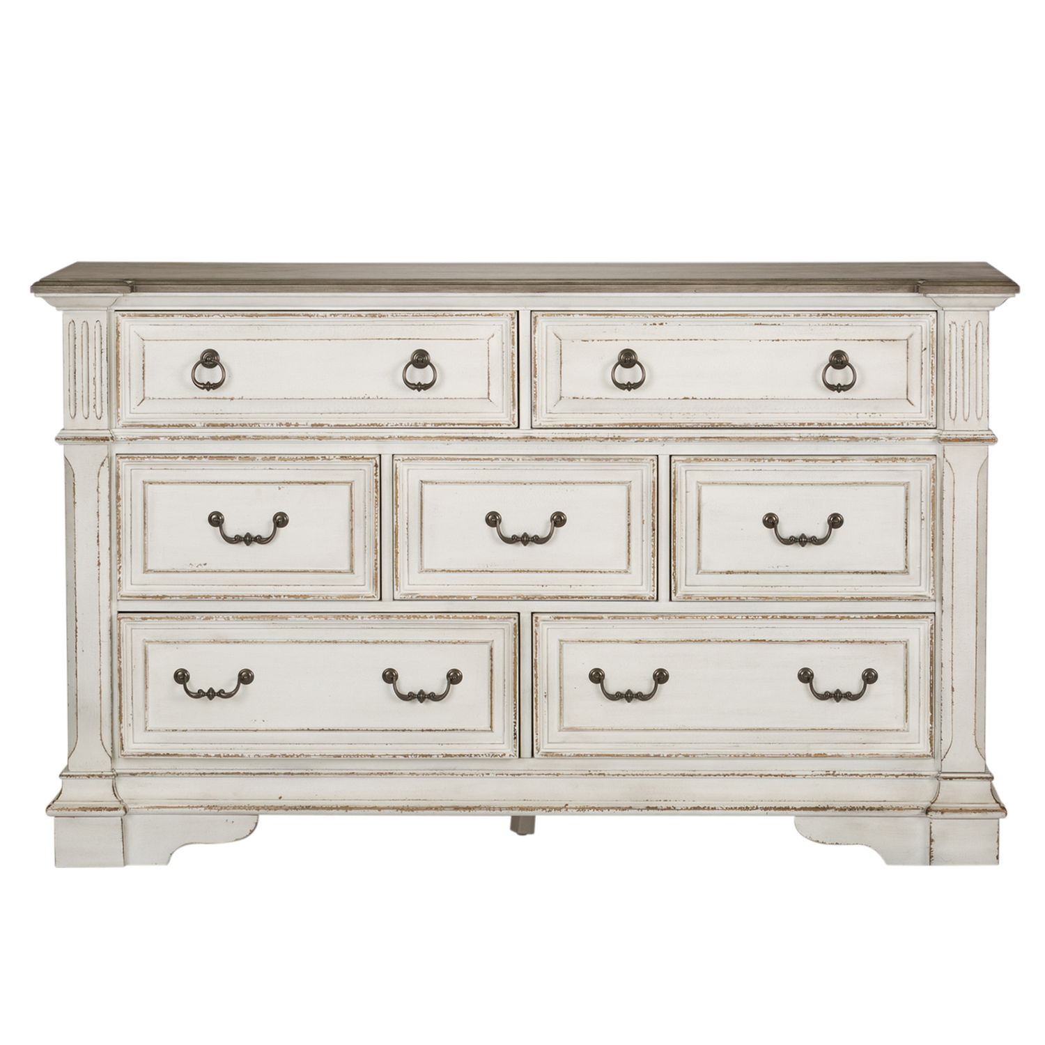 Abbey Park Tufted Chenille Sleigh Bedroom Set Antique White