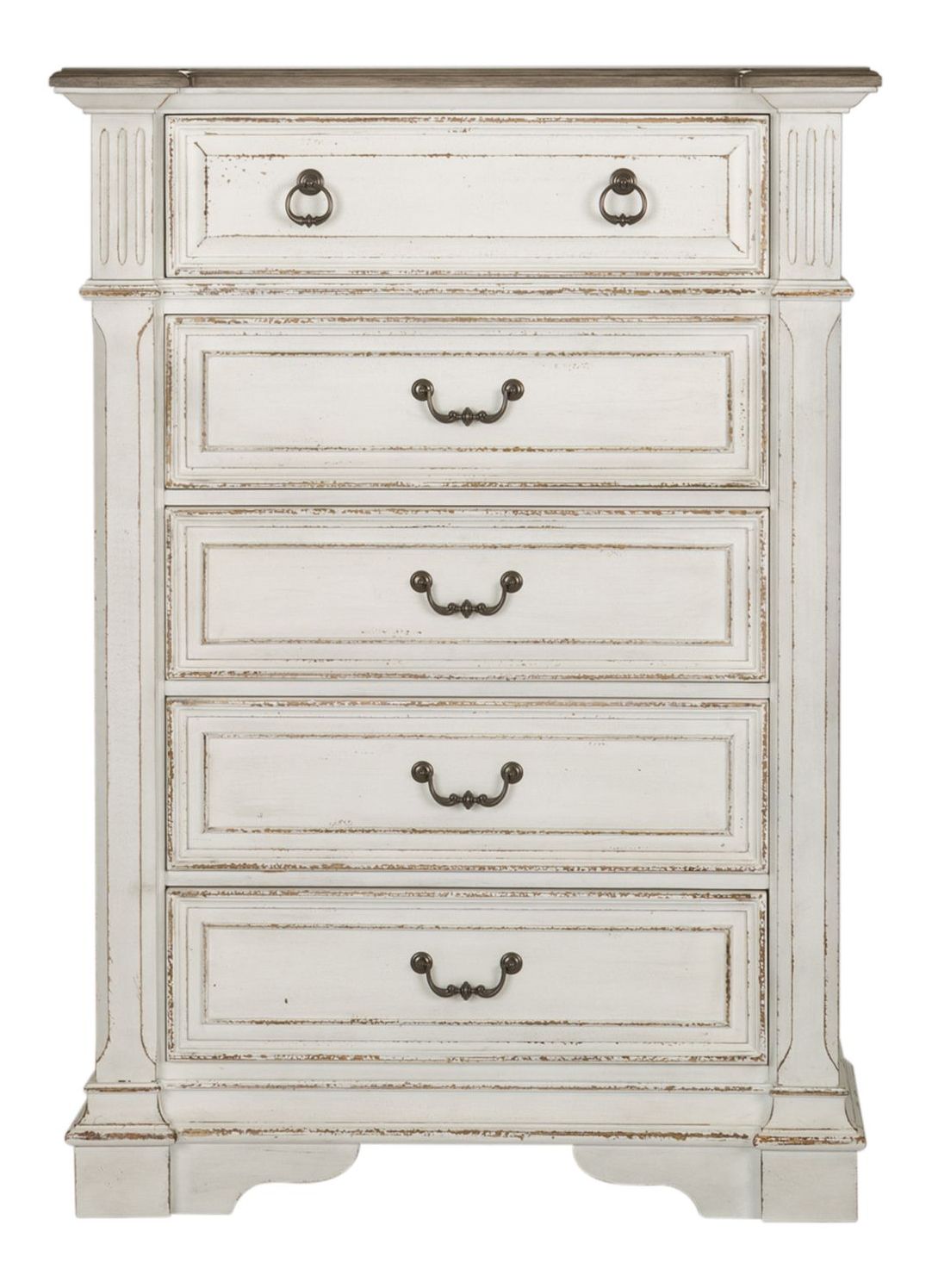 Abbey Park Tufted Chenille Sleigh Bedroom Set Antique White