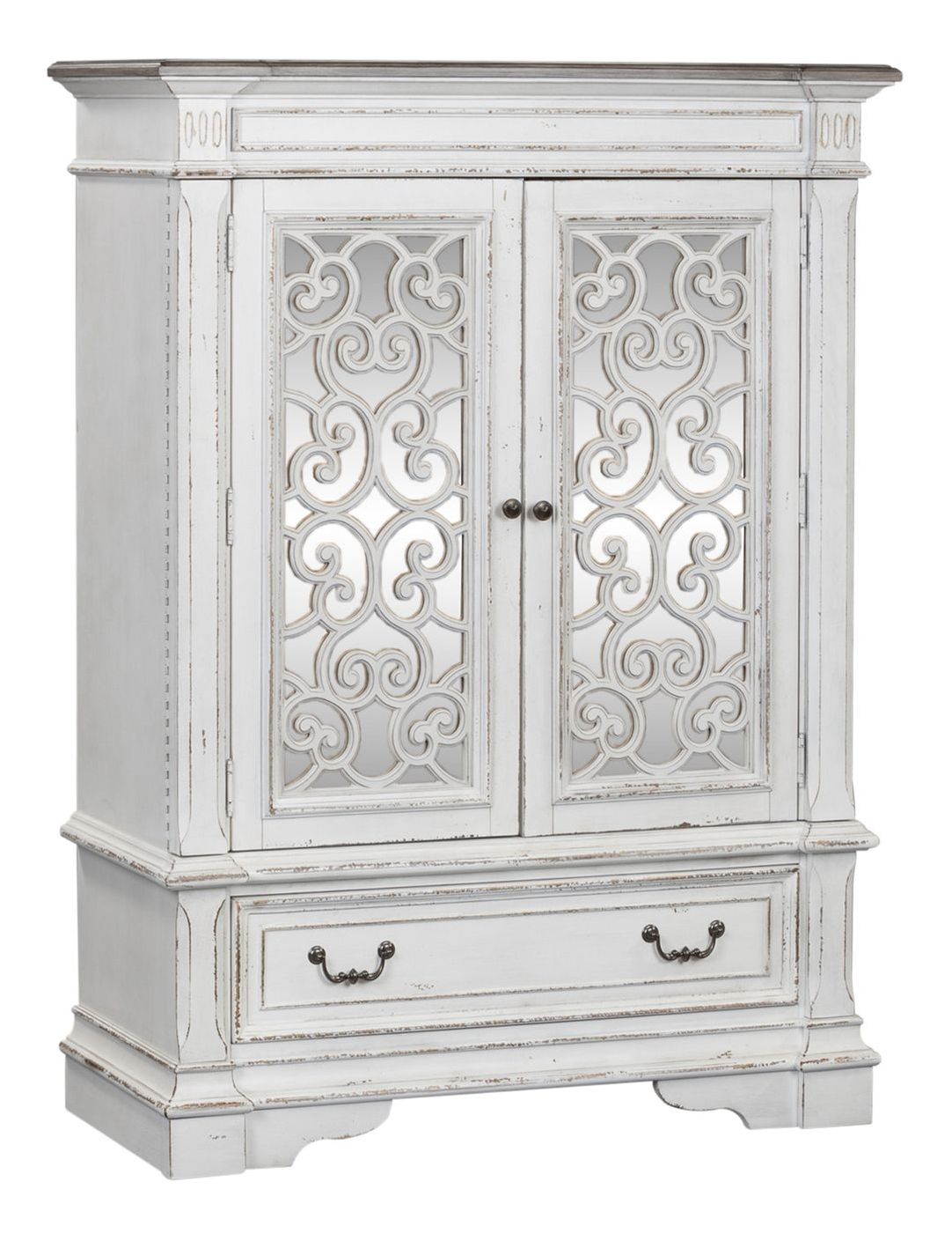 Abbey Park Tufted Chenille Sleigh Bedroom Set Antique White