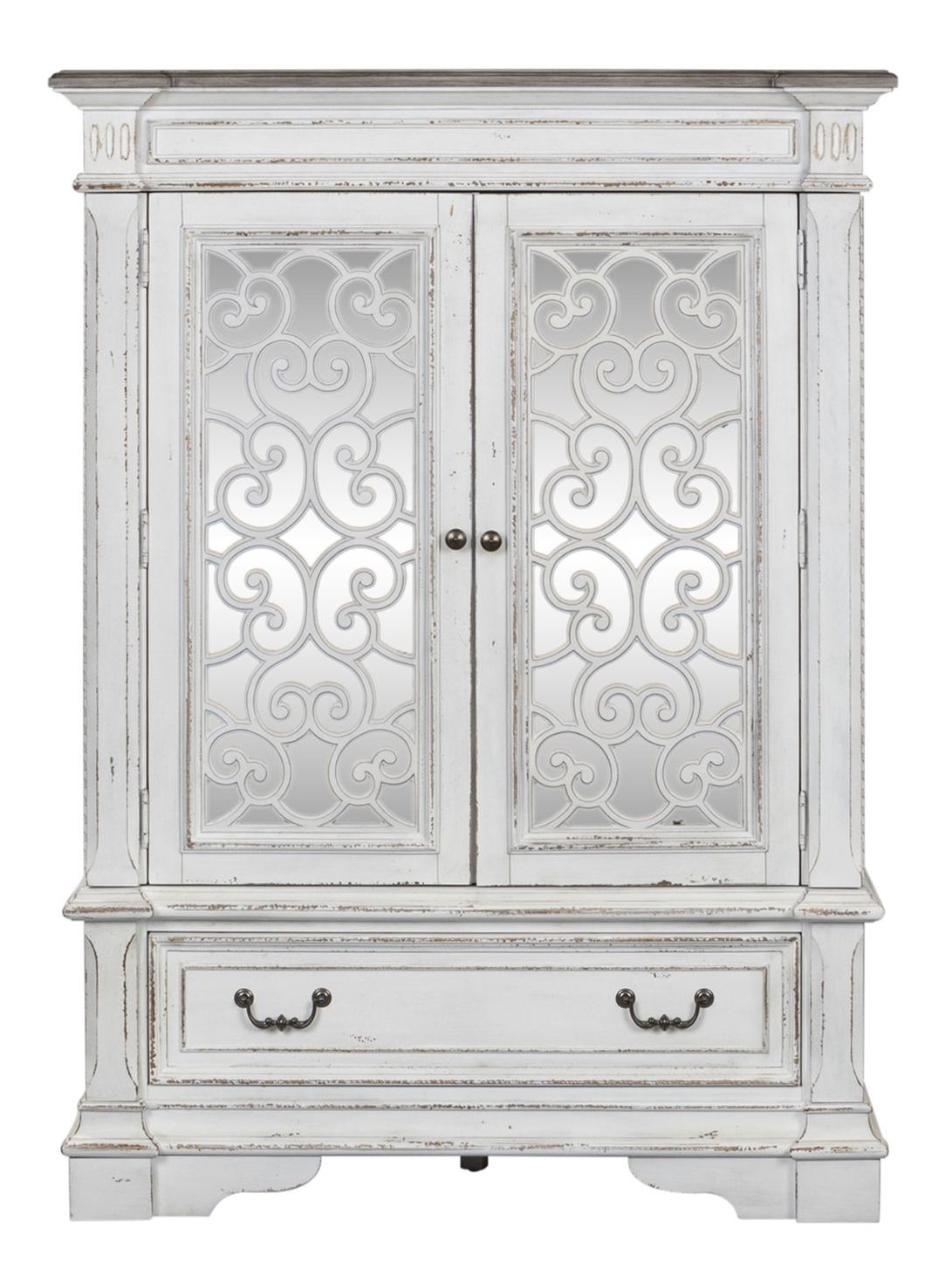 Abbey Park Wood 2-Mirrored Door 1-Drawer Chest